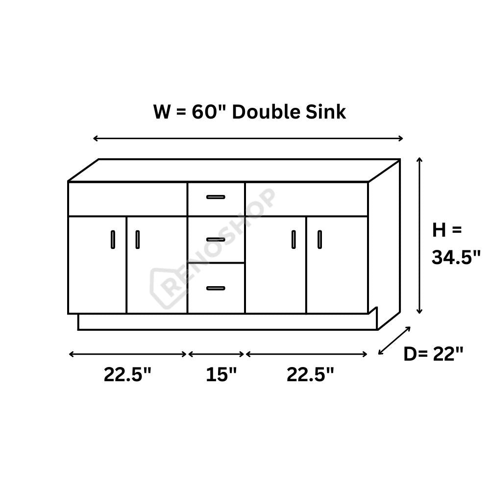 60 Inches Solid Wood Double Sink Bathroom Vanity Cabinet Only VSD60DD