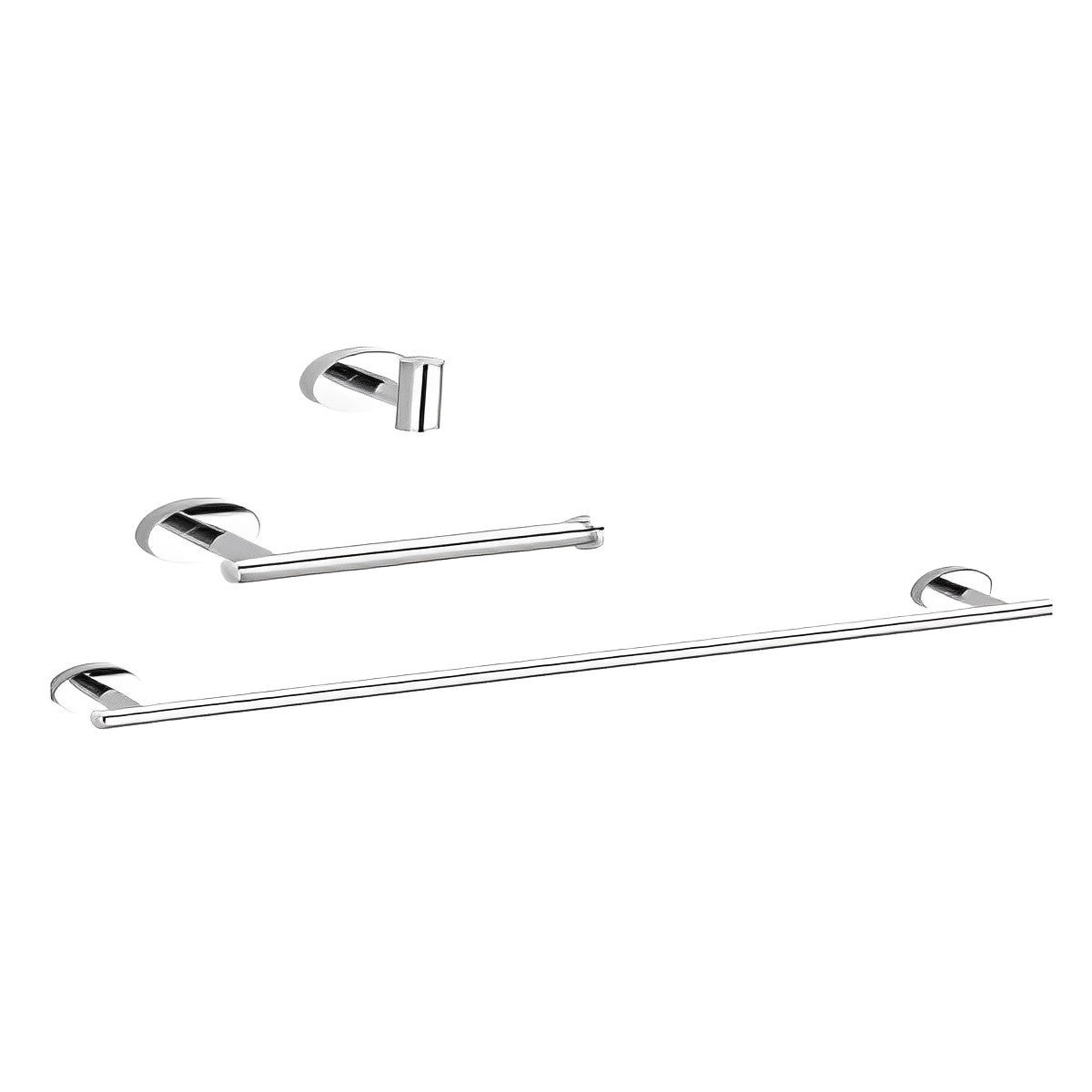 Set of 3 Polished Chrome Round Bathroom Accessories BA01-PM - RenoShop