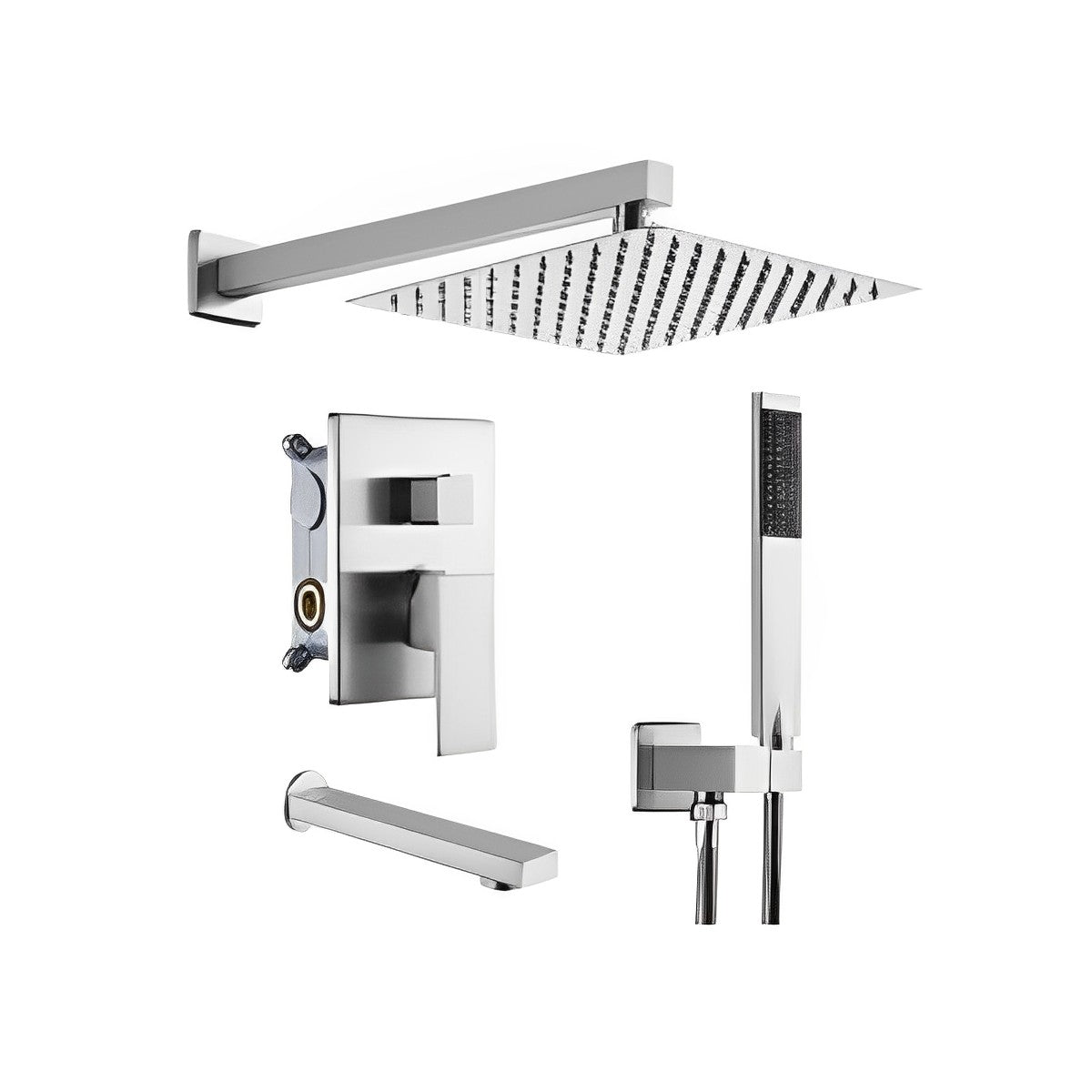 Polished Chrome Rain Shower Set CM8043-1PC - RenoShop