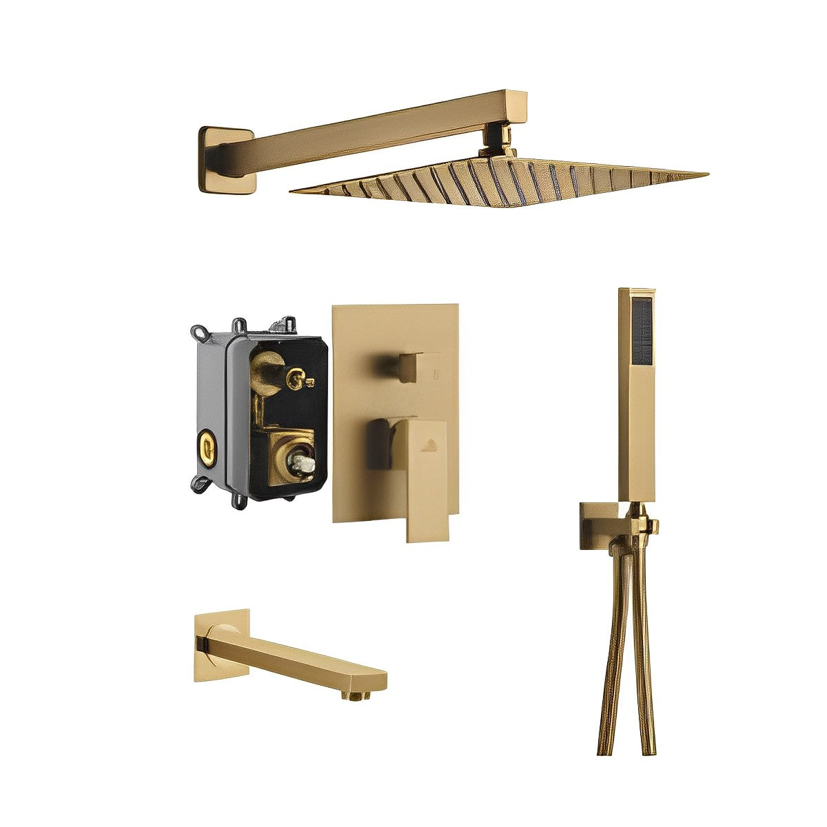 Brushed Gold Rain Shower Set CM8043-1BG - RenoShop