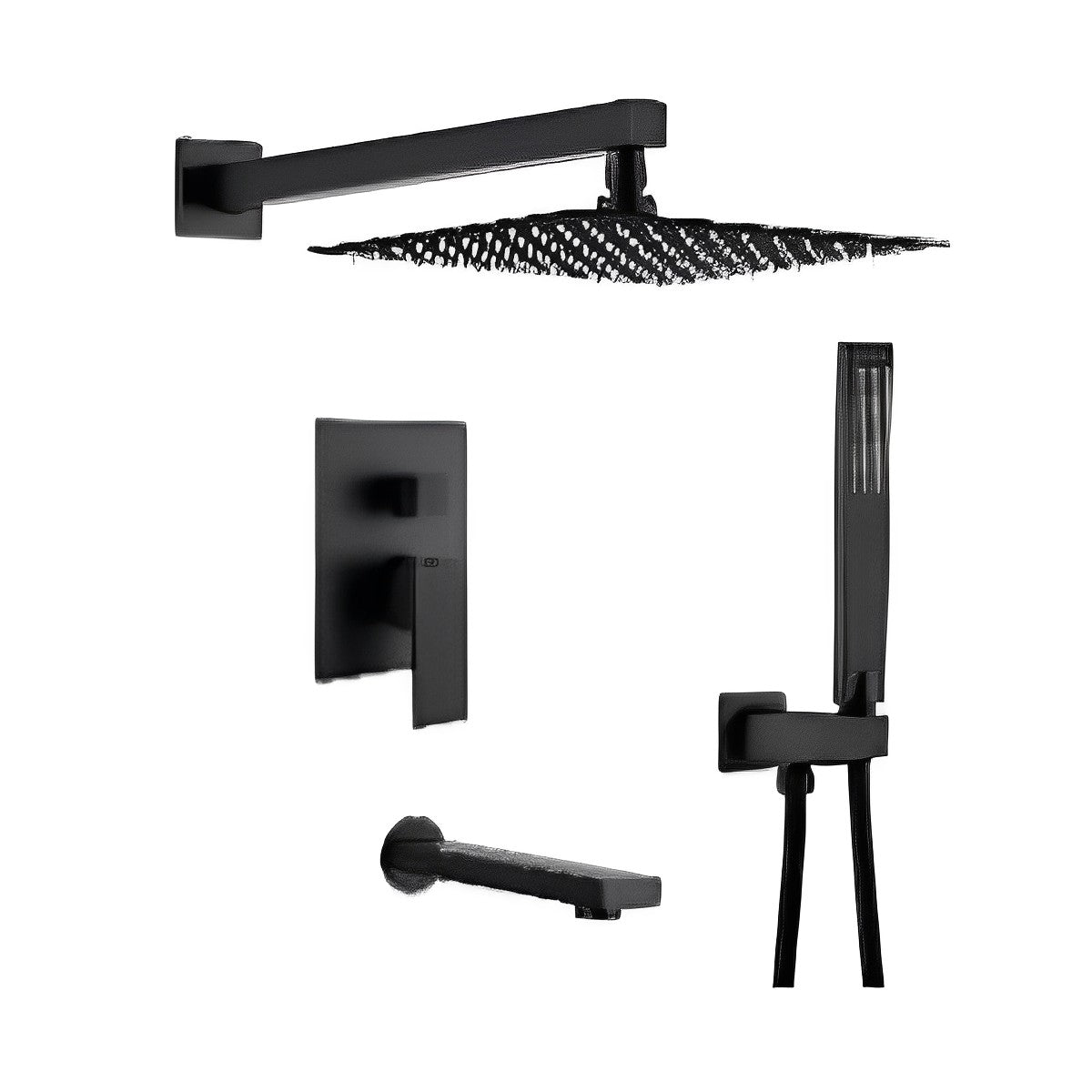 Matte Black Rain Shower Set CM8043-1MB - RenoShop