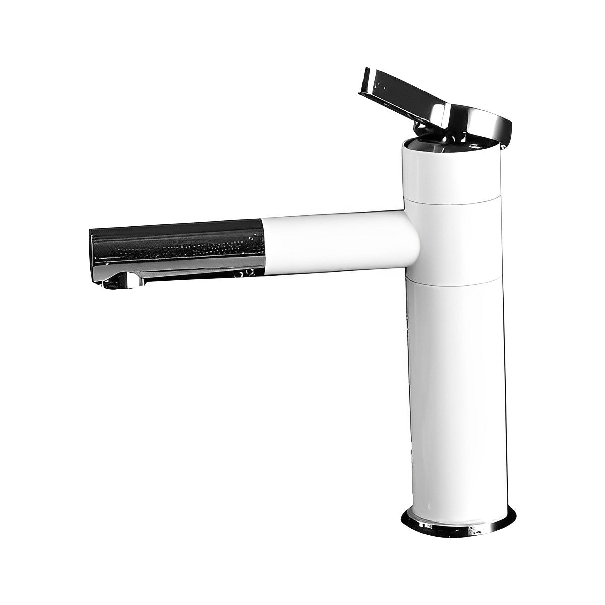 White with Polished Chrome Bathroom Pull Out High Faucet HT8183B - RenoShop