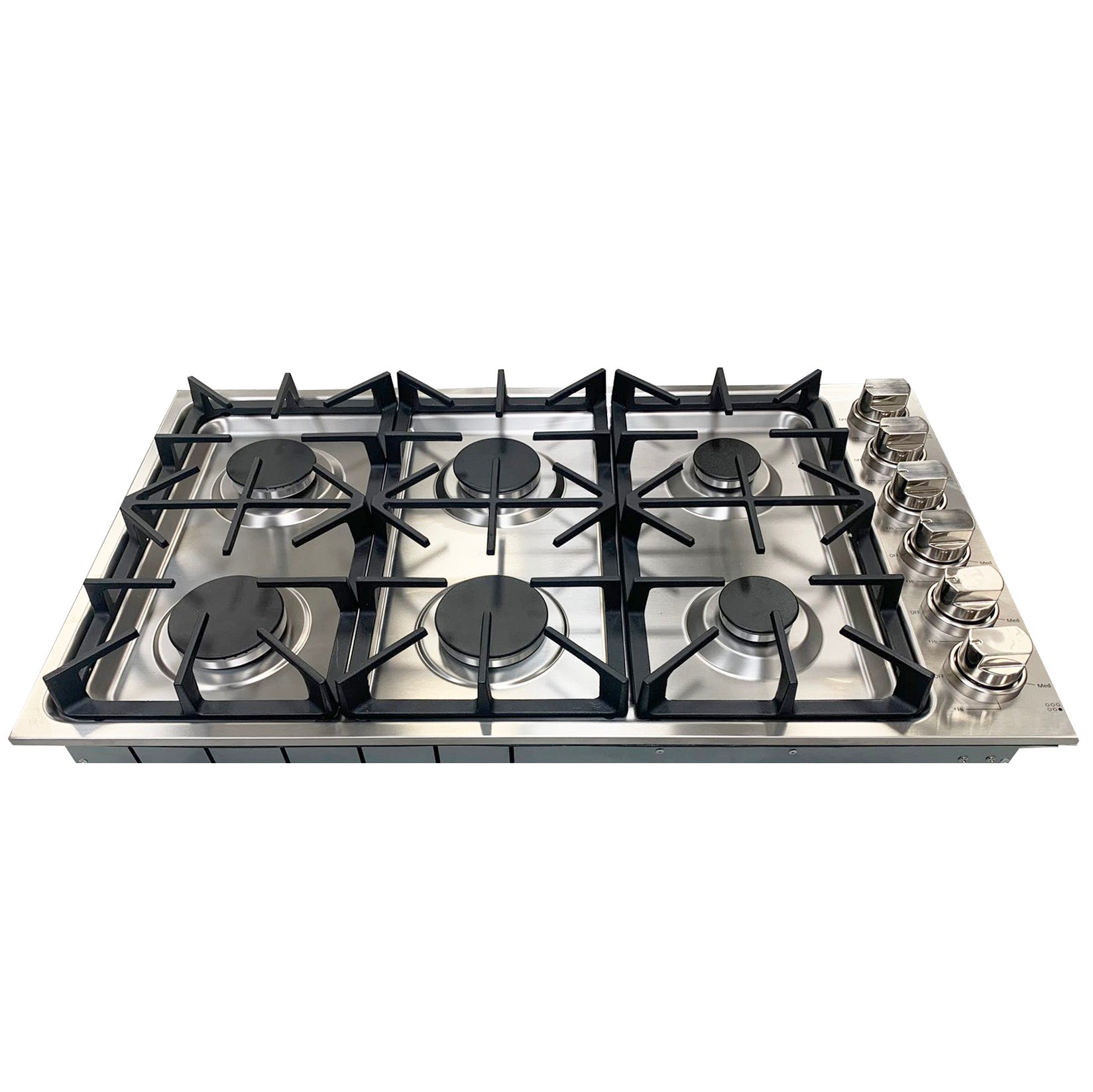 36" Professional 6 Burner Drop-In Stainless Steel Gas Cooktop LGC3601 72,000 BTU - RenoShop