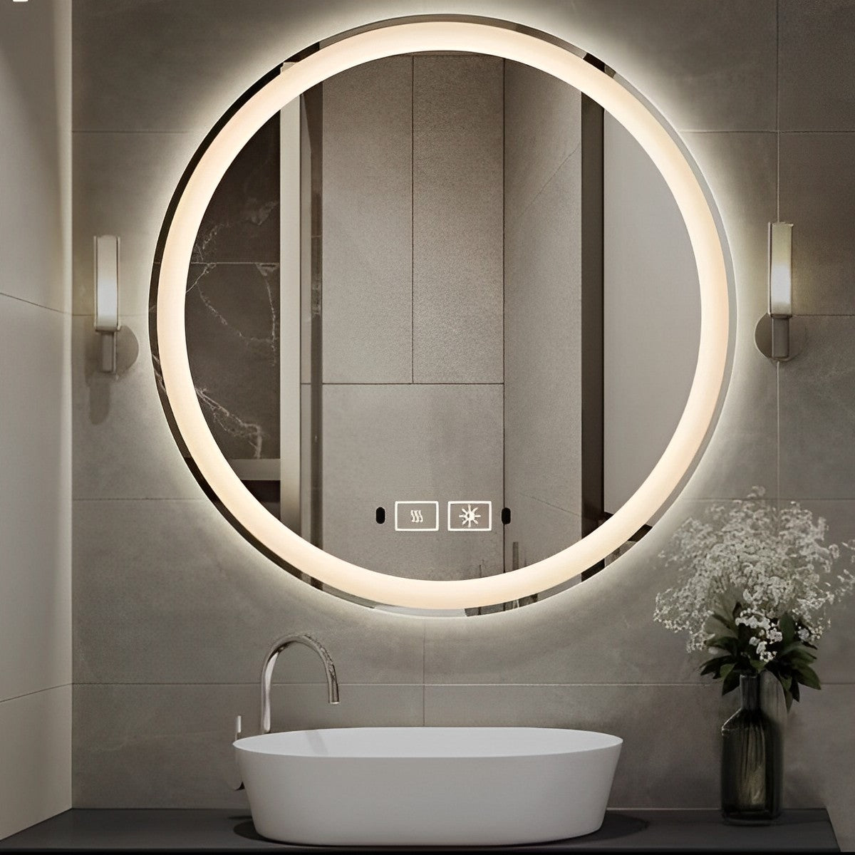28" Round Mirror with LED Light  MSL-624 - RenoShop