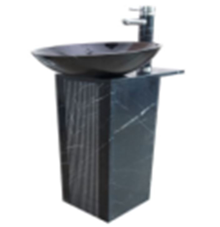 Black Marquina Stone Pedestal Sink PS010BM - RenoShop