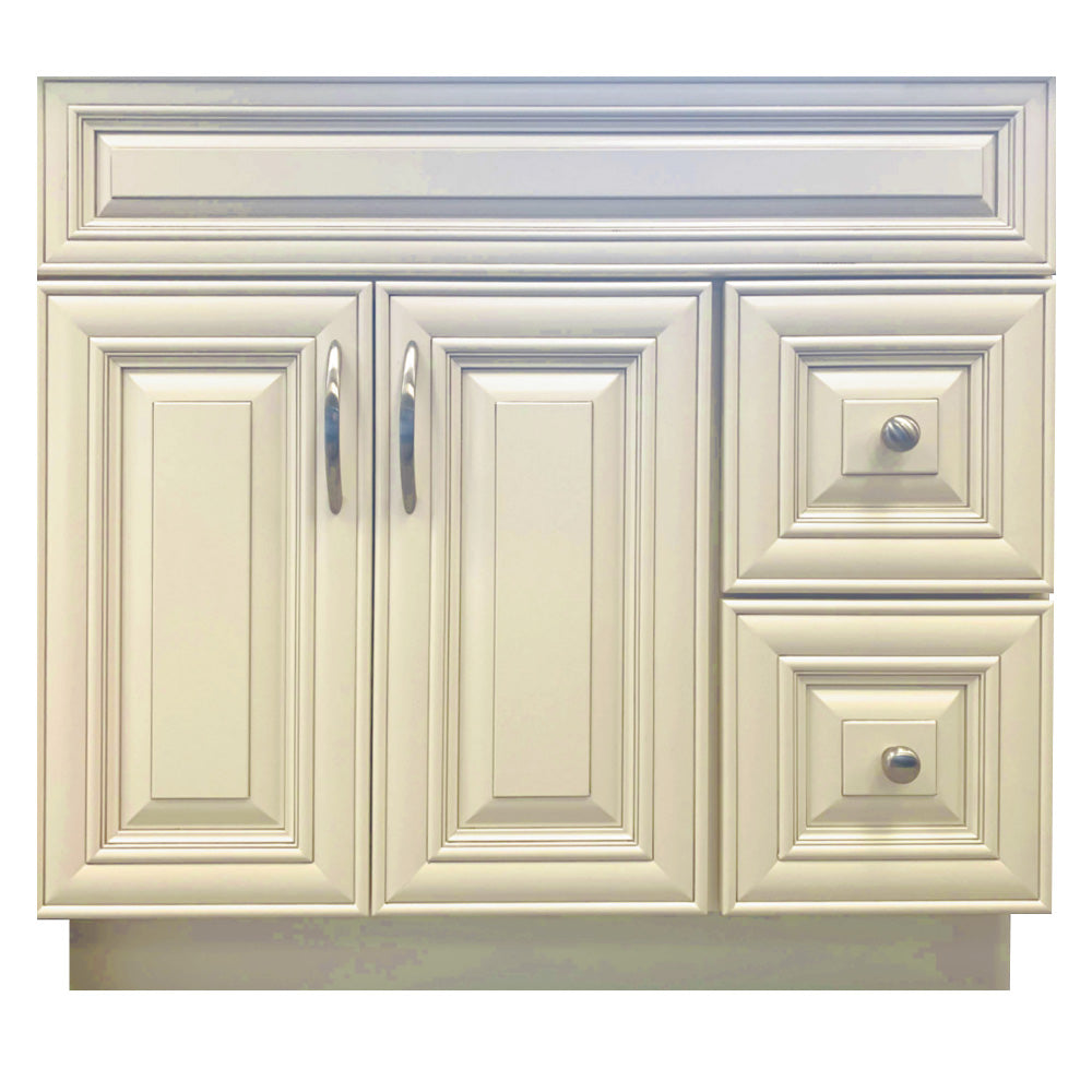 Ivory White Classic Crown VSD36R 36 inch Solid Wood Bathroom Vanity with Quartz Top & Sink - RenoShop