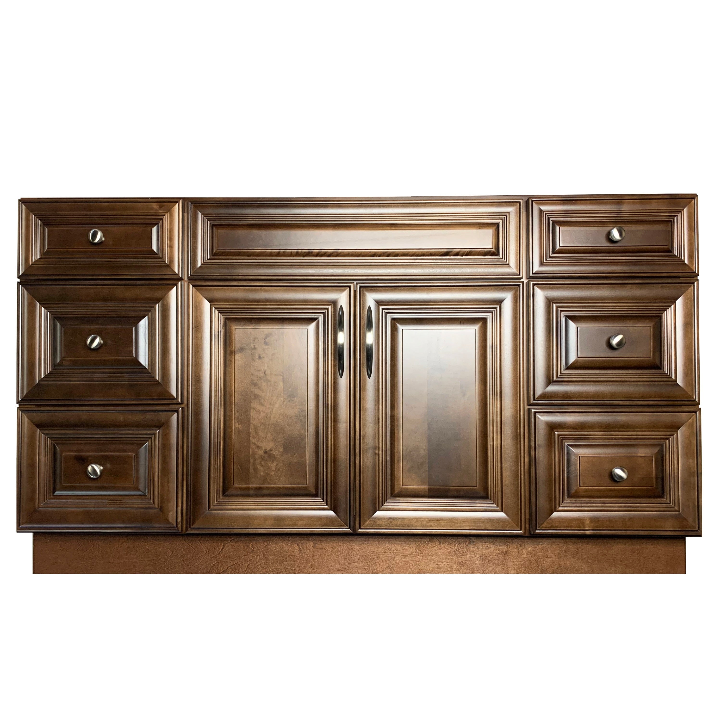 Crown VSD60D 60" Solid Wood Single Sink Bathroom Vanity with Quartz Top & Sink - RenoShop