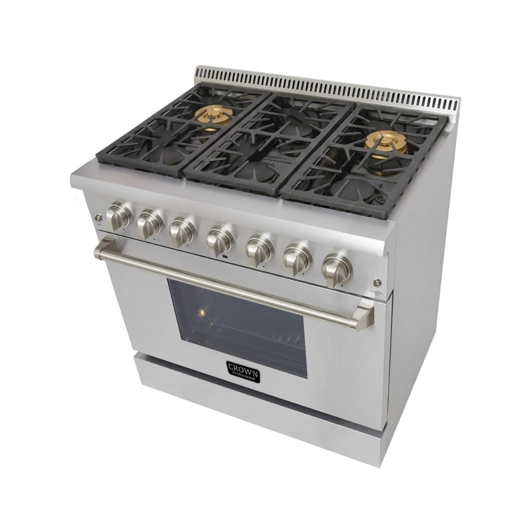 Crown Professional 36 Inch Stainless Steel Dual Fuel Gas Range ARD3601 (Local Pick-up) -  Gas Range - Crown Professional