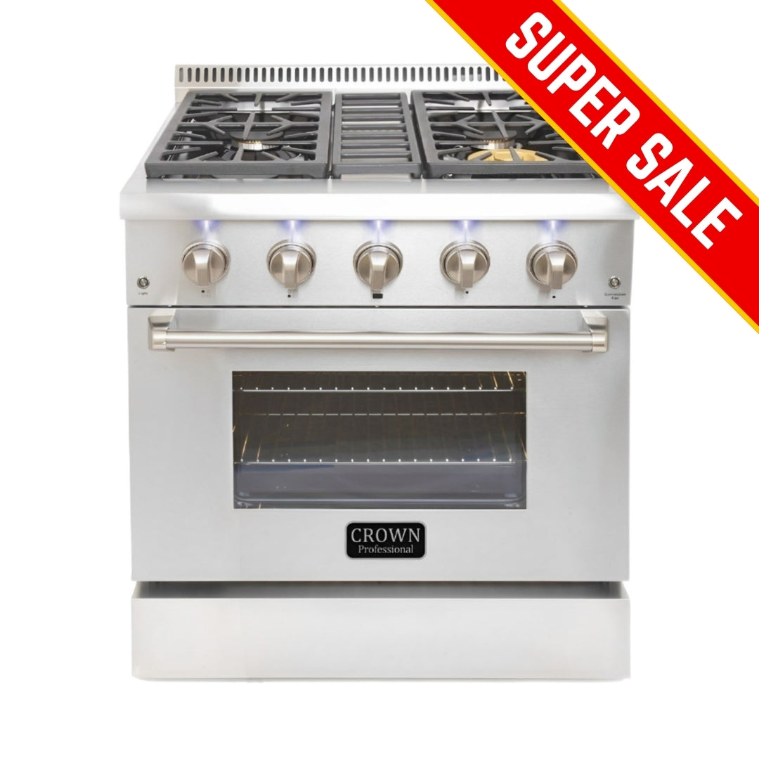 Crown Professional 30 Inch Stainless Steel Dual Fuel Gas Range ARD3001 (Local Pick-up)