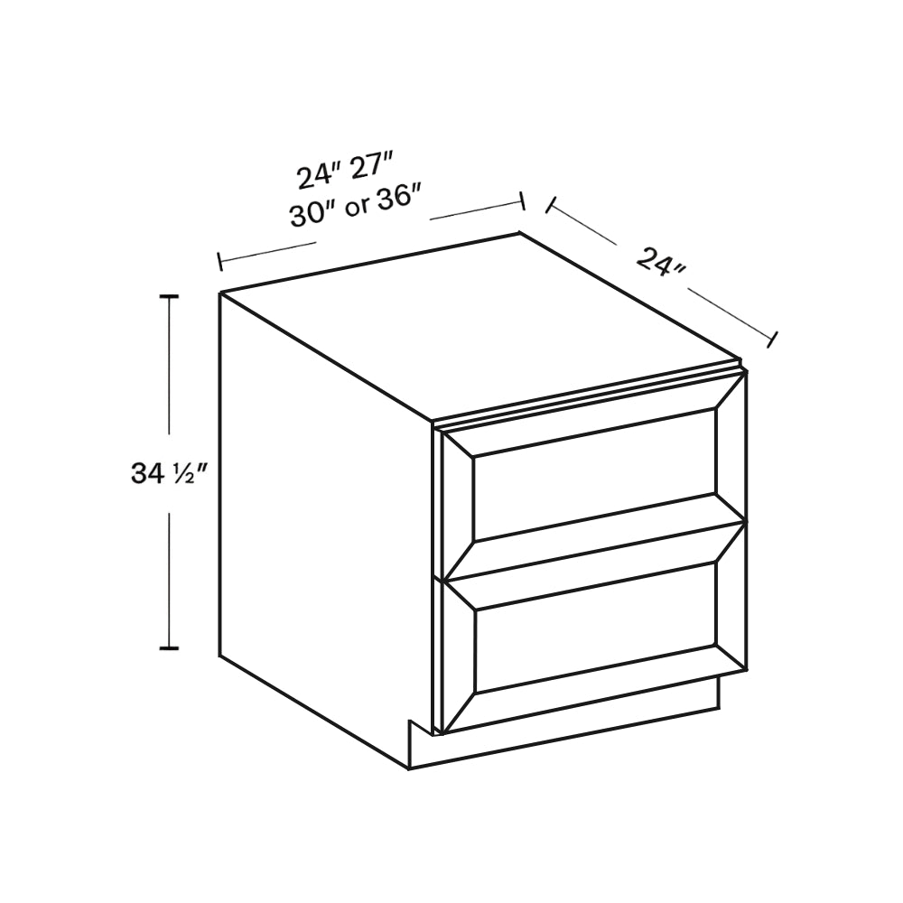 2DB27 White Double Shaker Double Drawer Solid Wood Base Kitchen Cabinet