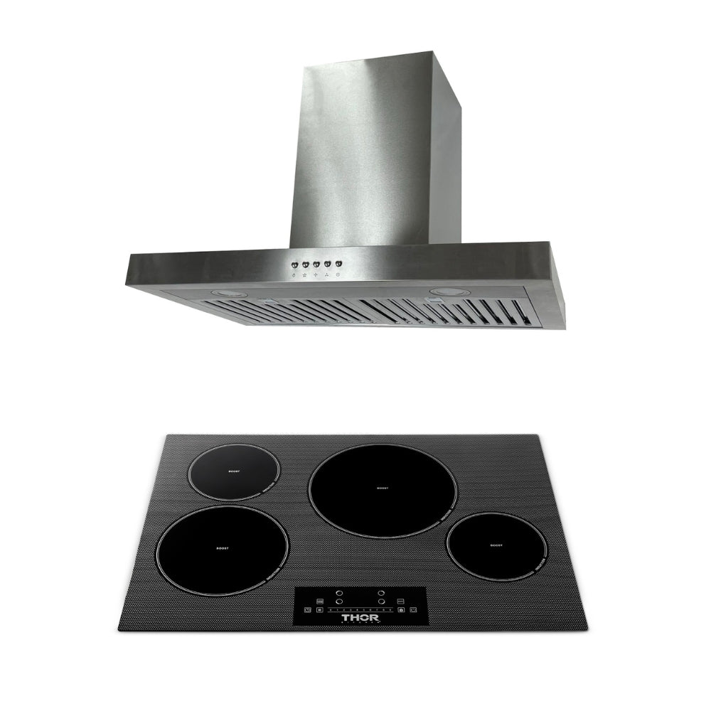 2-PC Bundle Set: Novel 30" Wall Mount Range Hood + Thor Kitchen 30" Induction Cooktop