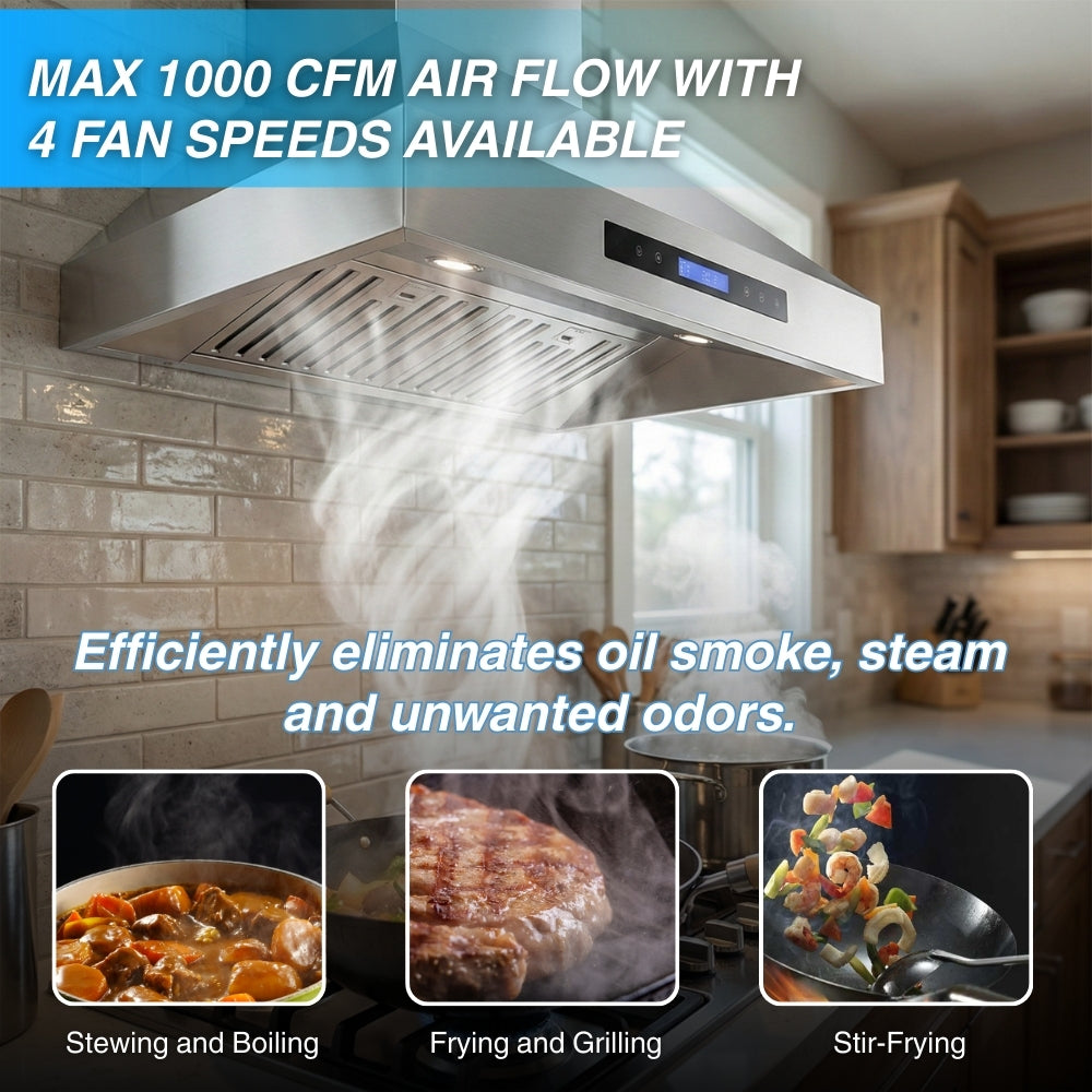 Crown 36 Inch 1000 CFM Professional Wall Mount Range Hood PRO-X06/36 -  Range Hood - Crown