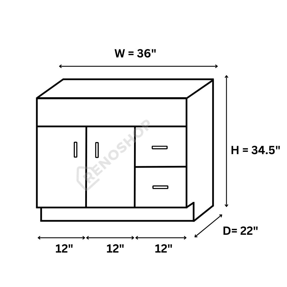 COG Solid Wood Bathroom Vanity Cabinet Only 24"/36"/42"/45"/60"