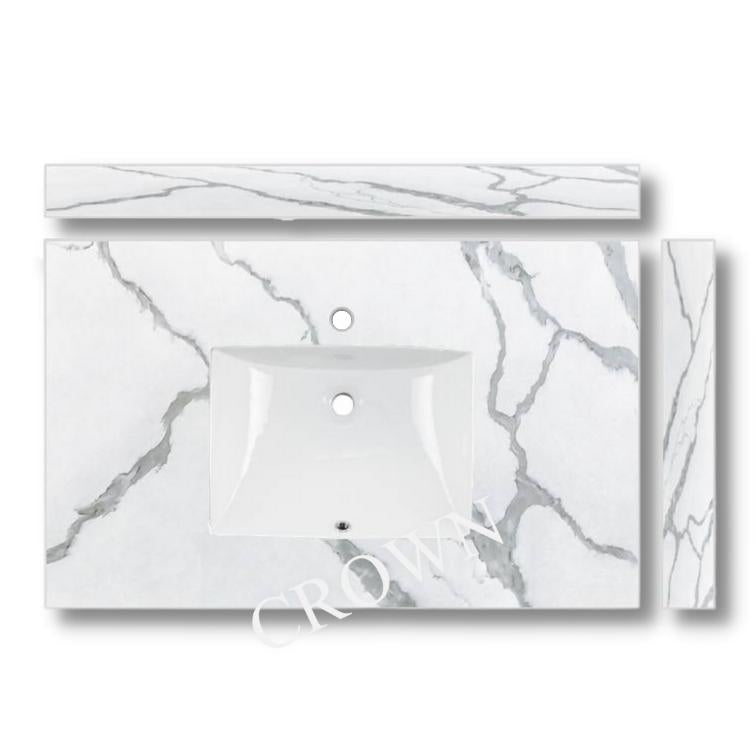 Meuble-lavabo de salle de bain en bois massif de 36 po avec comptoir et évier en quartz VSD36R