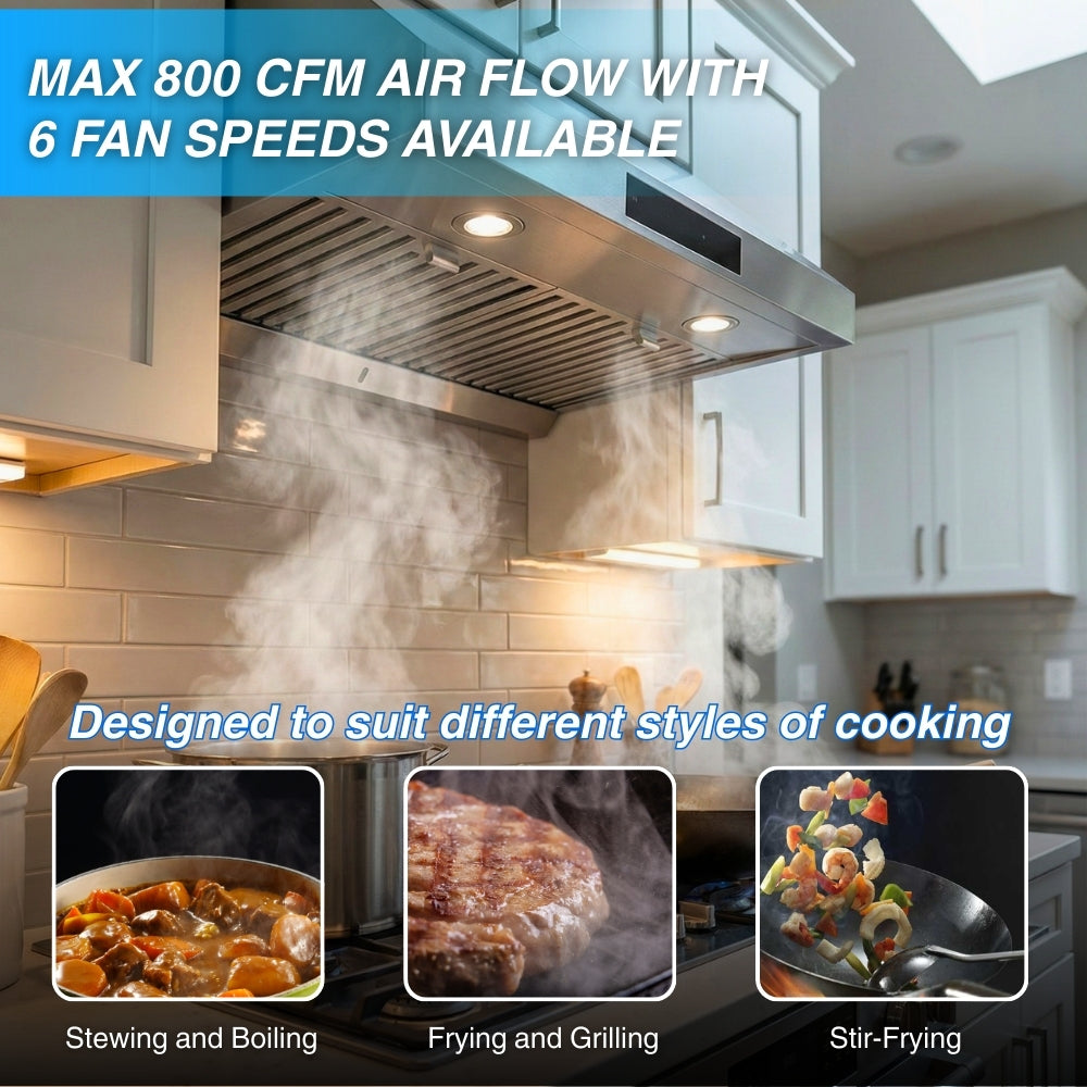 Crown 30 Inch 800 CFM Under Cabinet Range Hood with Remote PRO-BF03 -  Range Hood - Crown