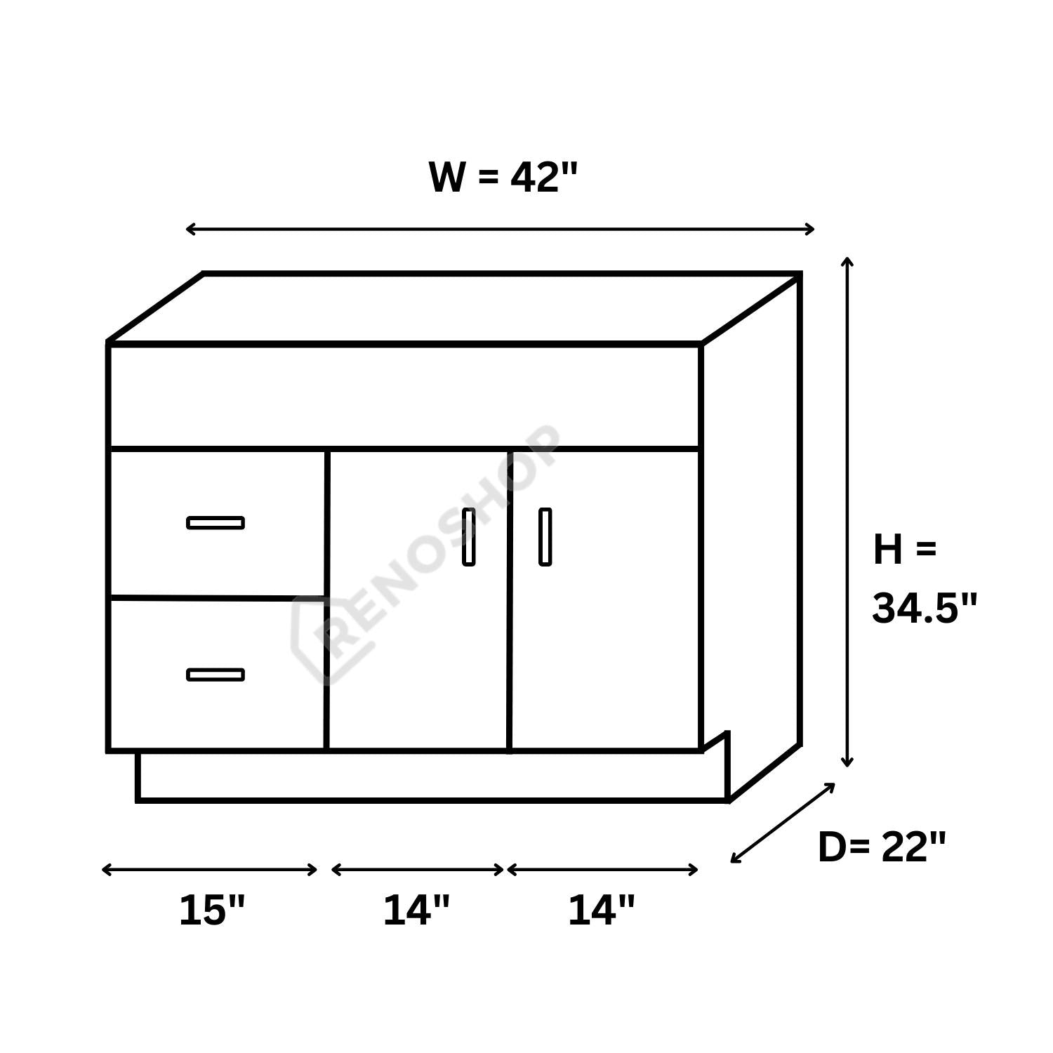 COG Solid Wood Bathroom Vanity Cabinet Only 24"/36"/42"/45"/60"