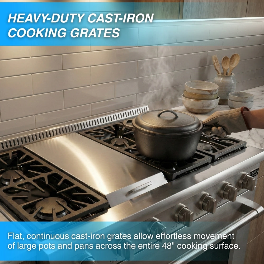 Crown Professional 48 Inch Gas Range Top with 114000 BTU ART4801 - Open Box (NEW) -  Gas Range Top - Crown Professional