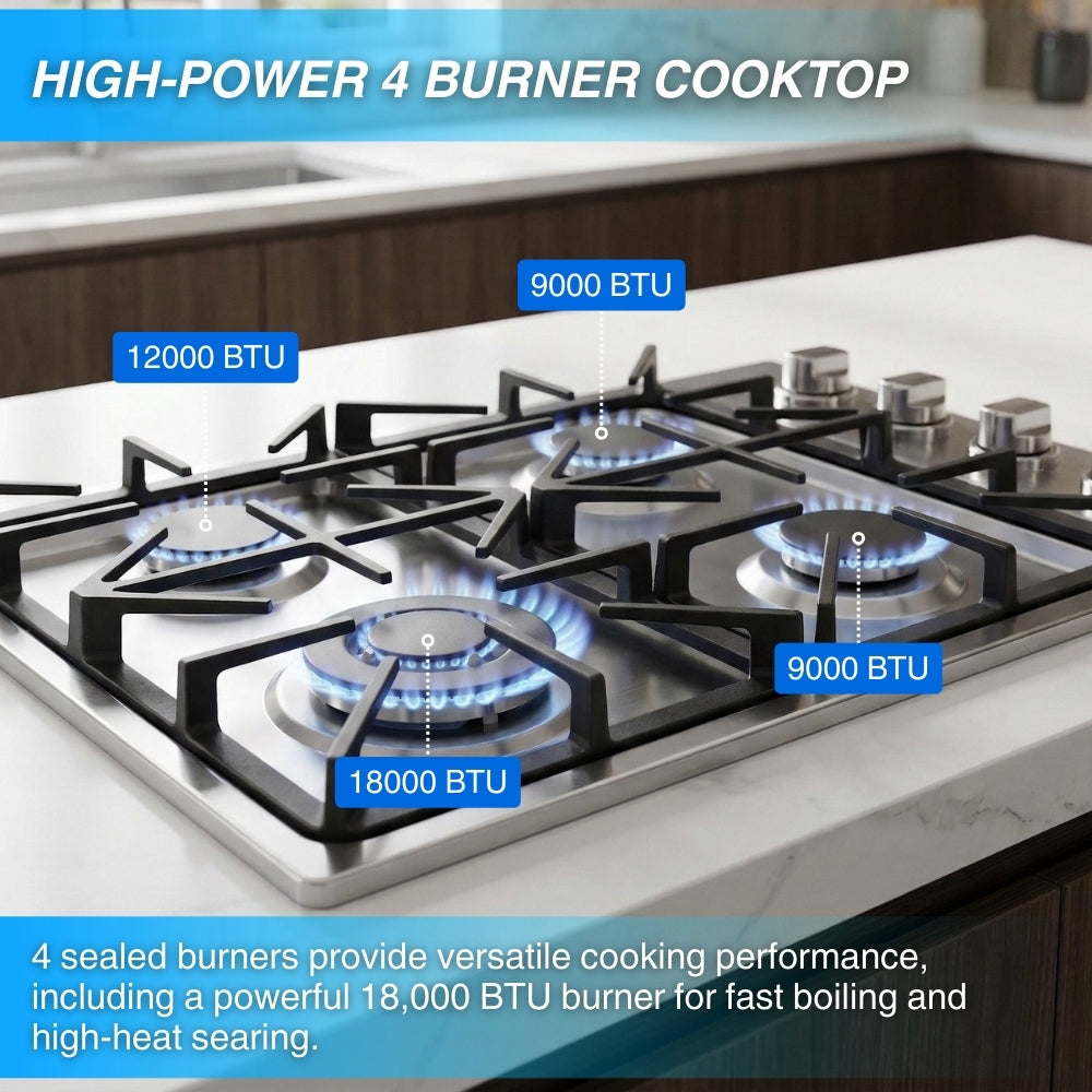 Crown 30 Inch Professional 4 Burner Drop-In Gas Cooktop LGC3001 -  Pickup Price -  Cooktop - Crown