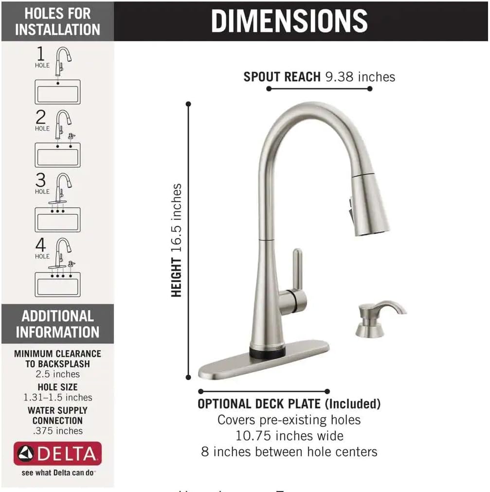 Delta Greydon Touch2O Single Handle Pull Down Sprayer Kitchen Faucet with ShieldSpray Technology in SpotShield Stainless Steel, 1982TZ-SPSD-DST