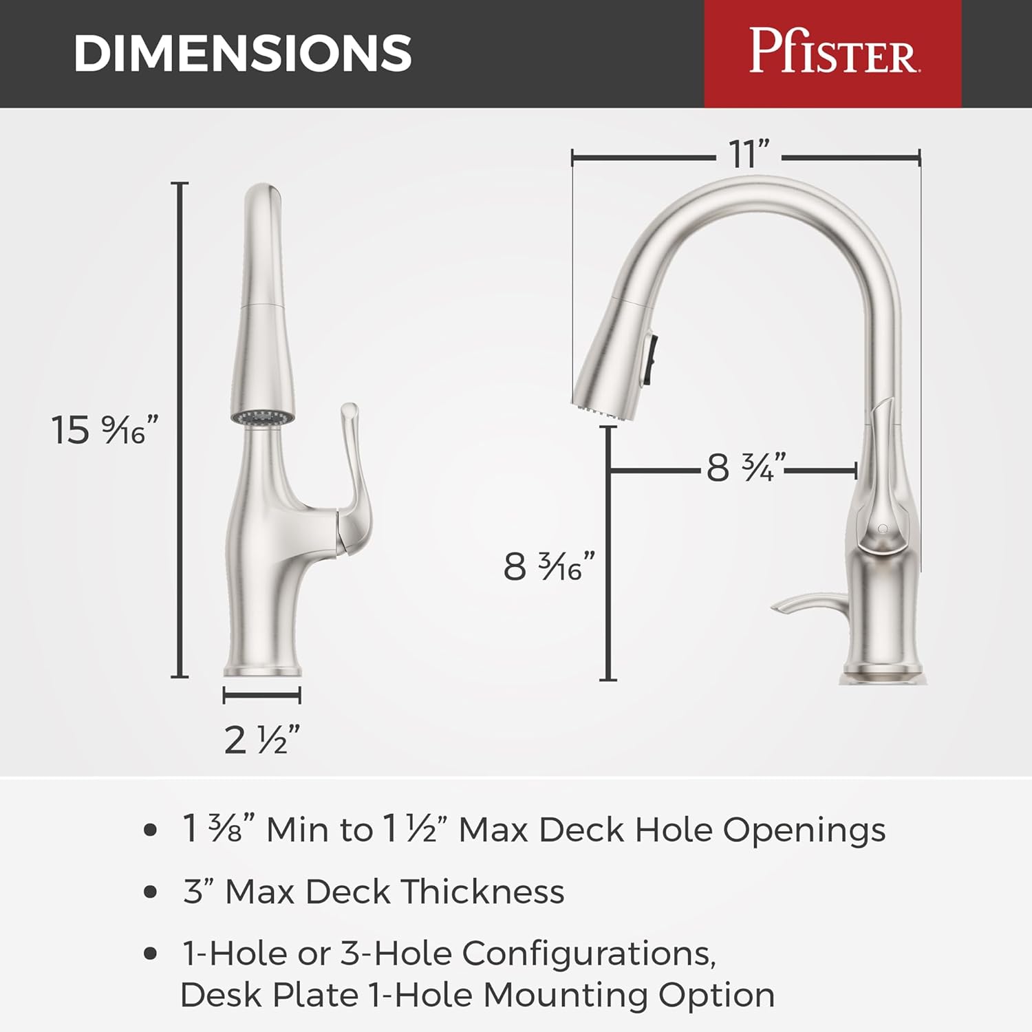 Pfister Wray Single-Handle Pull-Down Sprayer Kitchen Faucet with Soap Dispenser, F-529-7WRYGS