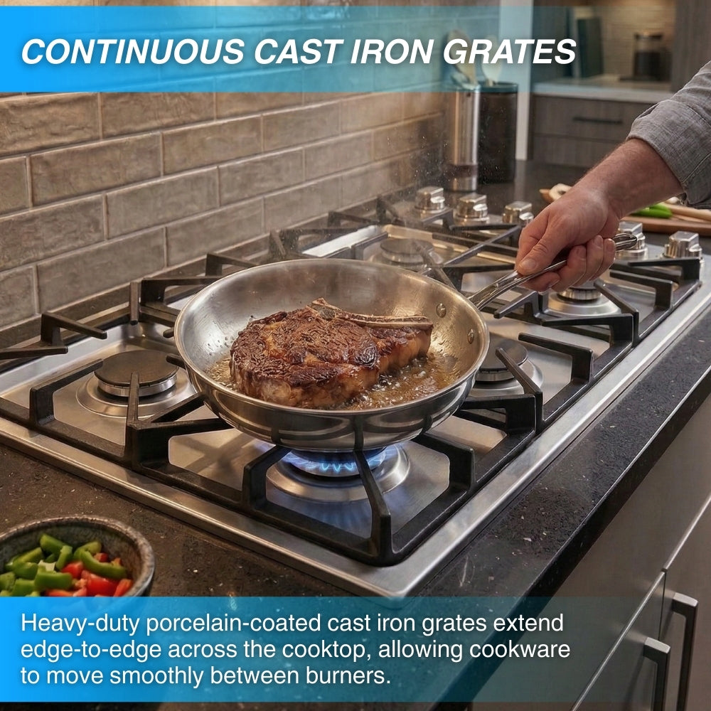 Crown 36 Inch Professional 6 Burner Drop-In Gas Cooktop LGC3601