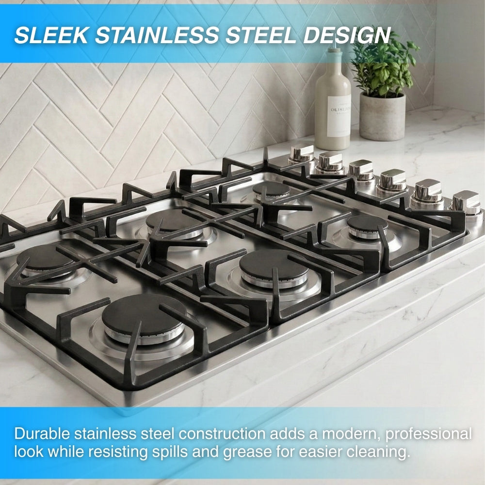 Crown 36 Inch Professional 6 Burner Drop-In Gas Cooktop LGC3601