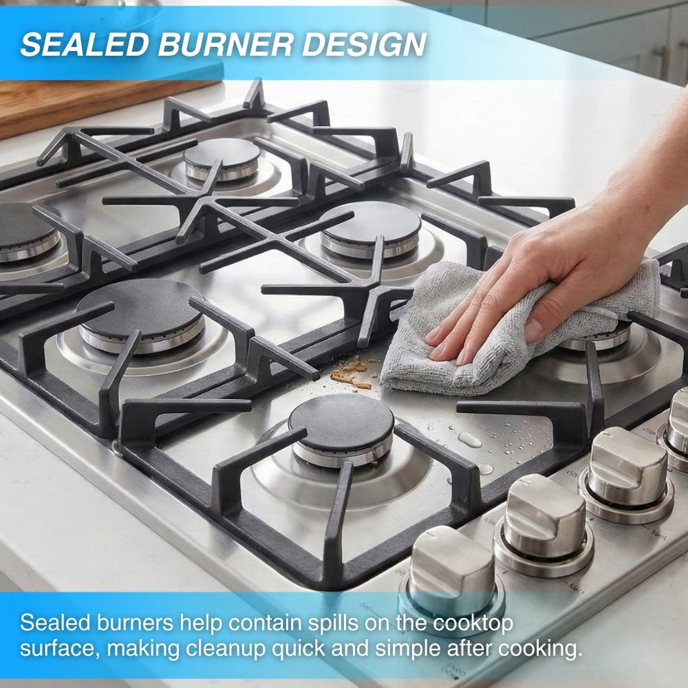 Crown 36 Inch Professional 6 Burner Drop-In Gas Cooktop LGC3601