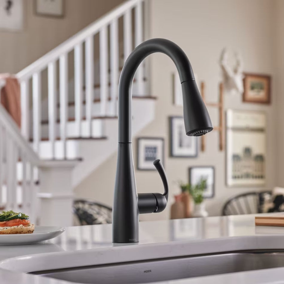 MOEN Essie Pull Down Kitchen Faucet/Tap with Soap Dispenser in Matte Black 87014BL