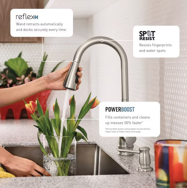MOEN Meena Pull Down Kitchen Faucet/Tap in Spot Resistant Stainless Steel 87270SRS