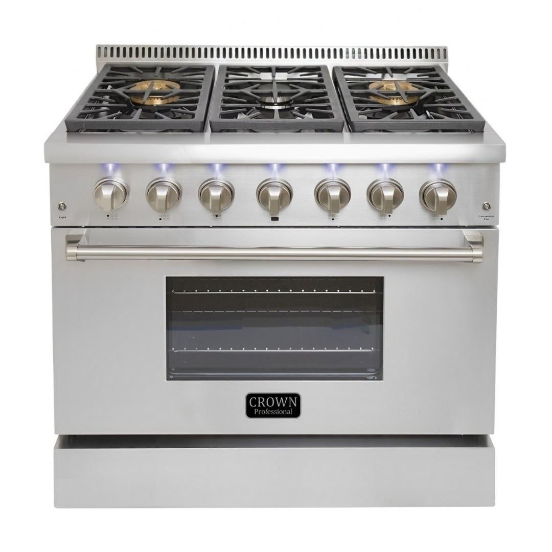 Crown Professional 36 Inch Stainless Steel Dual Fuel Gas Range ARD3601 (Local Pick-up) -  Gas Range - Crown Professional