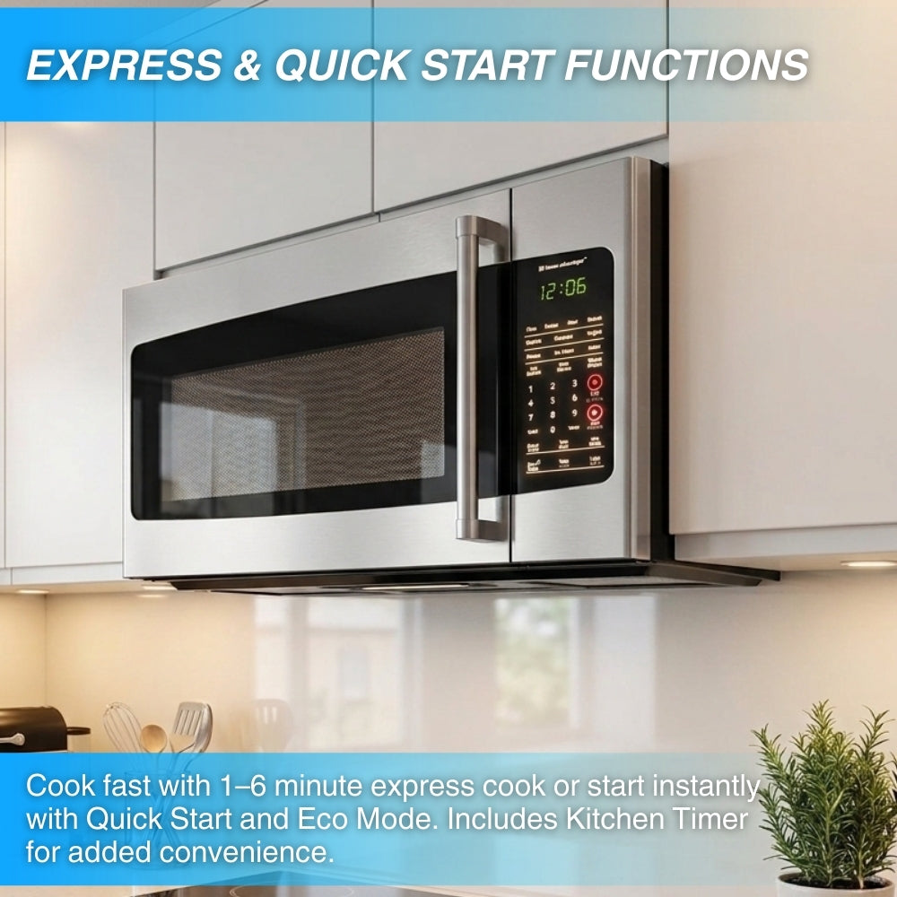 Crown 30 Inch Over-the-Range Microwave Oven with Smart Sensor Cooking, Stainless Steel, HOR3001 -  Microwave Ovens - Crown