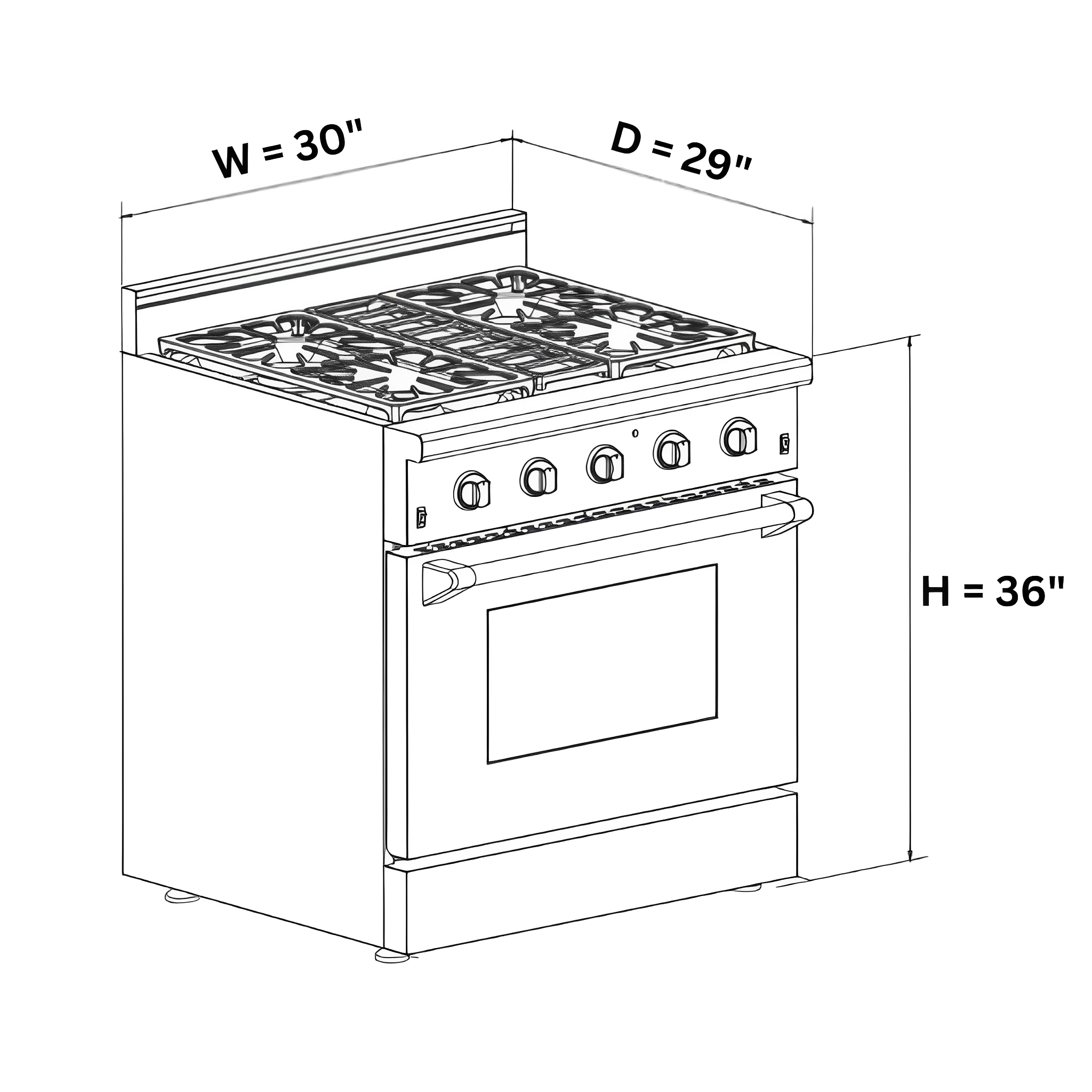 30 Inch Dual Fuel Gas Range Stove