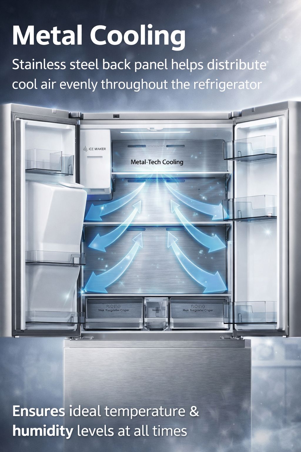 Crown 36 英寸 4 门台式冰箱，带制冰机和饮水机 ARF3601