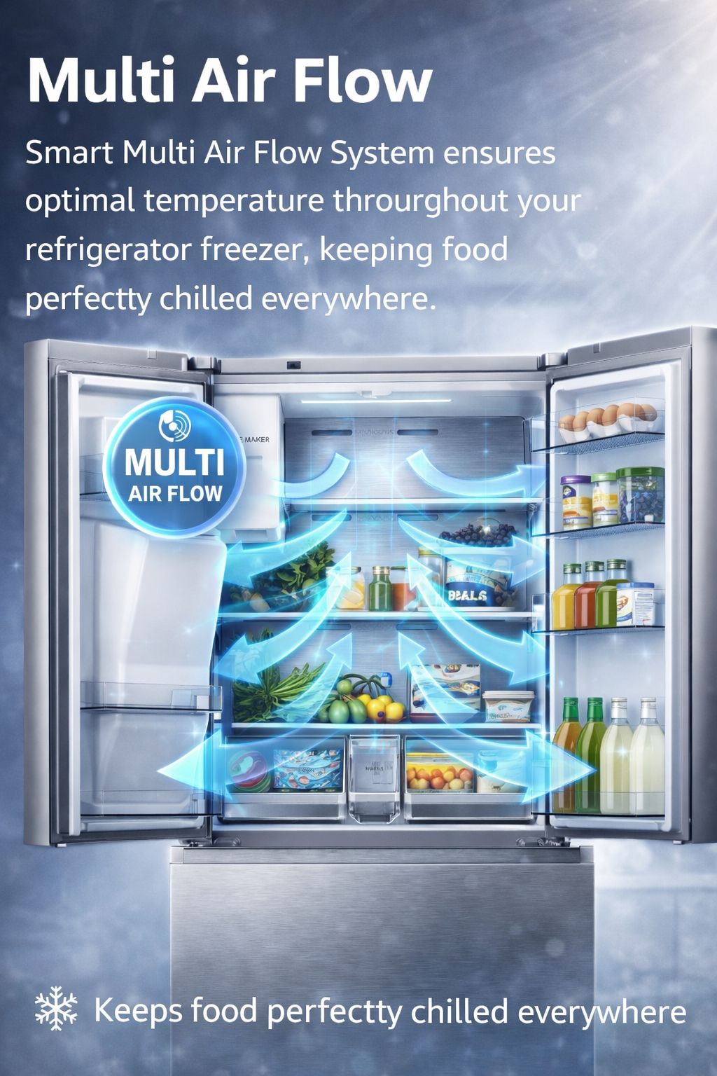 Crown 36 英寸 4 门台式冰箱，带制冰机和饮水机 ARF3601