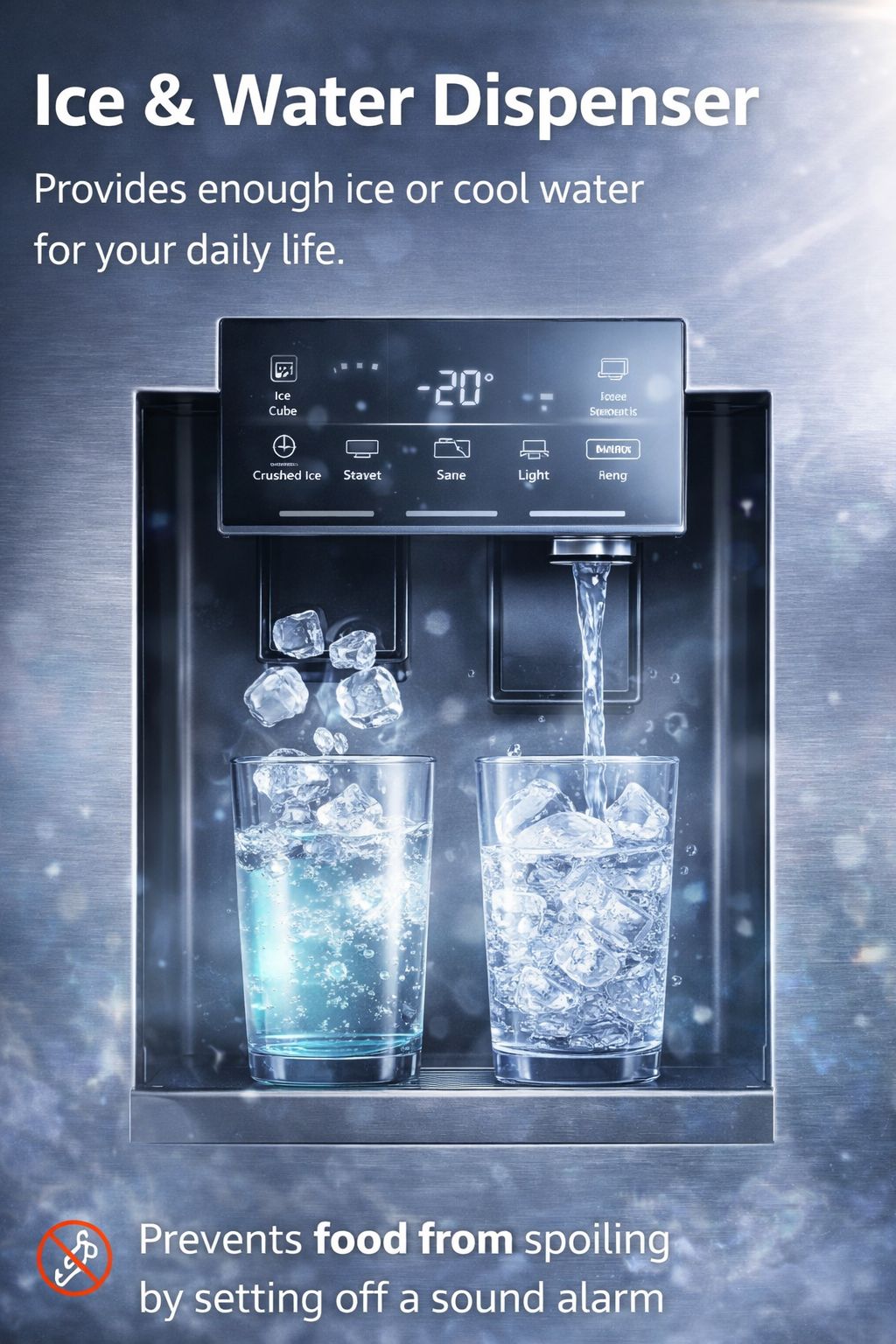 Crown 36 英寸 4 门台式冰箱，带制冰机和饮水机 ARF3601