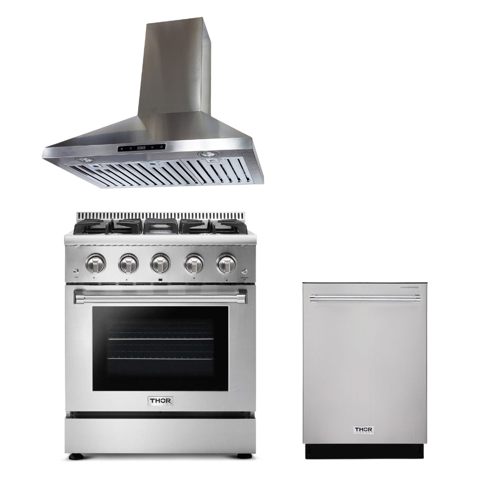 Cuisinière à gaz Thor 30/36/48" + hottes Crown 30/36/48" ensembles de 2 pièces