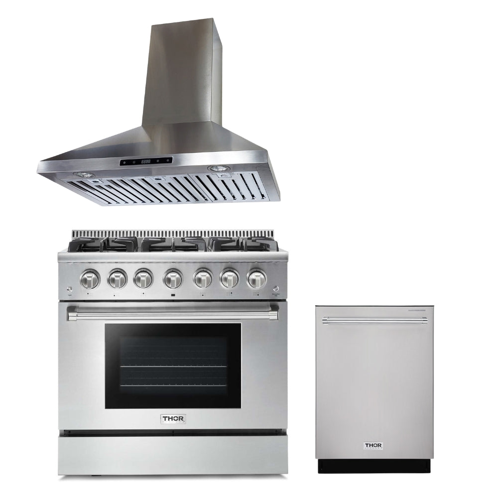 Cuisinière à gaz Thor 30/36/48" + hottes Crown 30/36/48" ensembles de 2 pièces