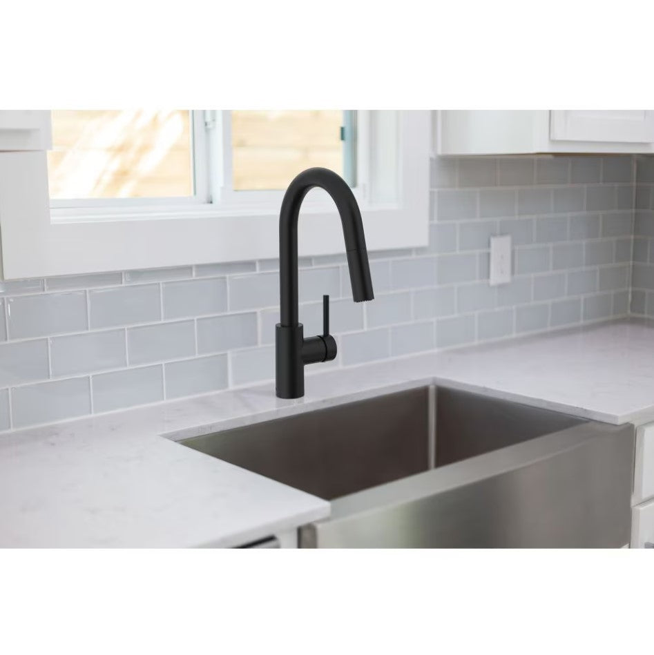 Glacier Bay Haisley Single-Handle Pull-Down Kitchen Faucet in Matte Black - 1001530051