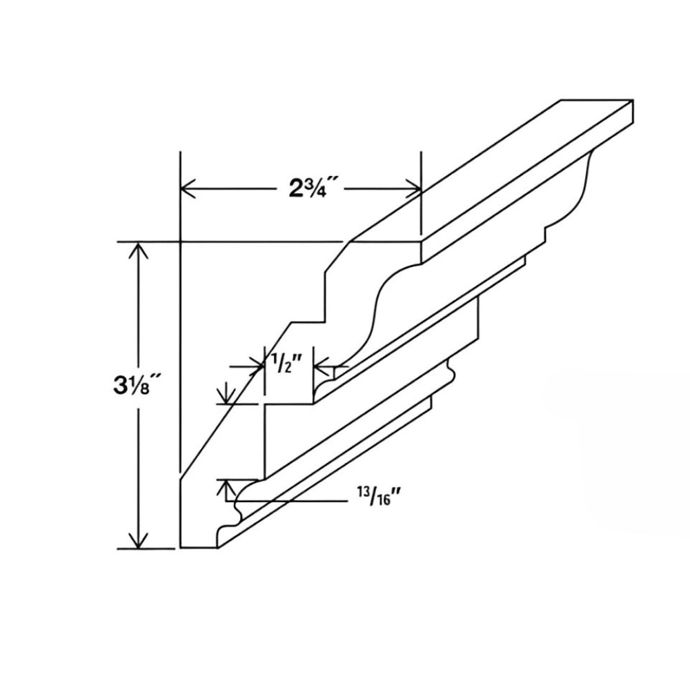 RCM4S(LCM) Grey Shaker Inset Crown Moulding