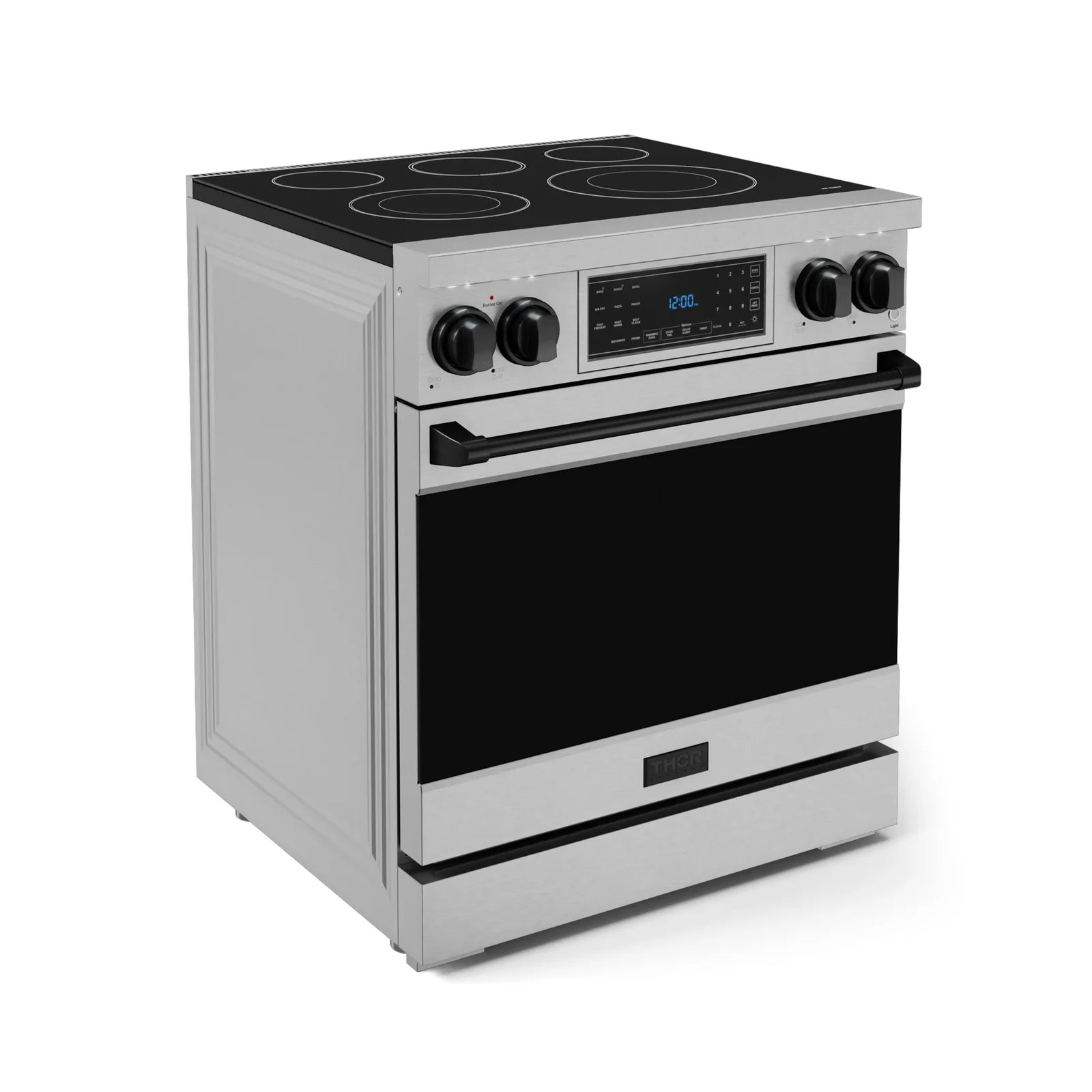 Thor Kitchen Gordon Ramsay Series 30-Inch Professional Electric Range with Tilt Panel Touch Control in Stainless Steel with Black Trim RSE30-BLK