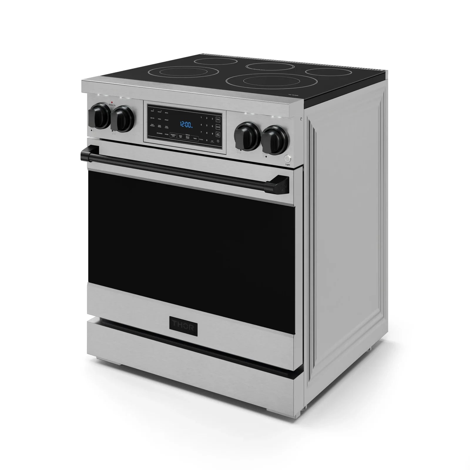 Thor Kitchen Gordon Ramsay Series 30-Inch Professional Electric Range with Tilt Panel Touch Control in Stainless Steel with Black Trim RSE30-BLK