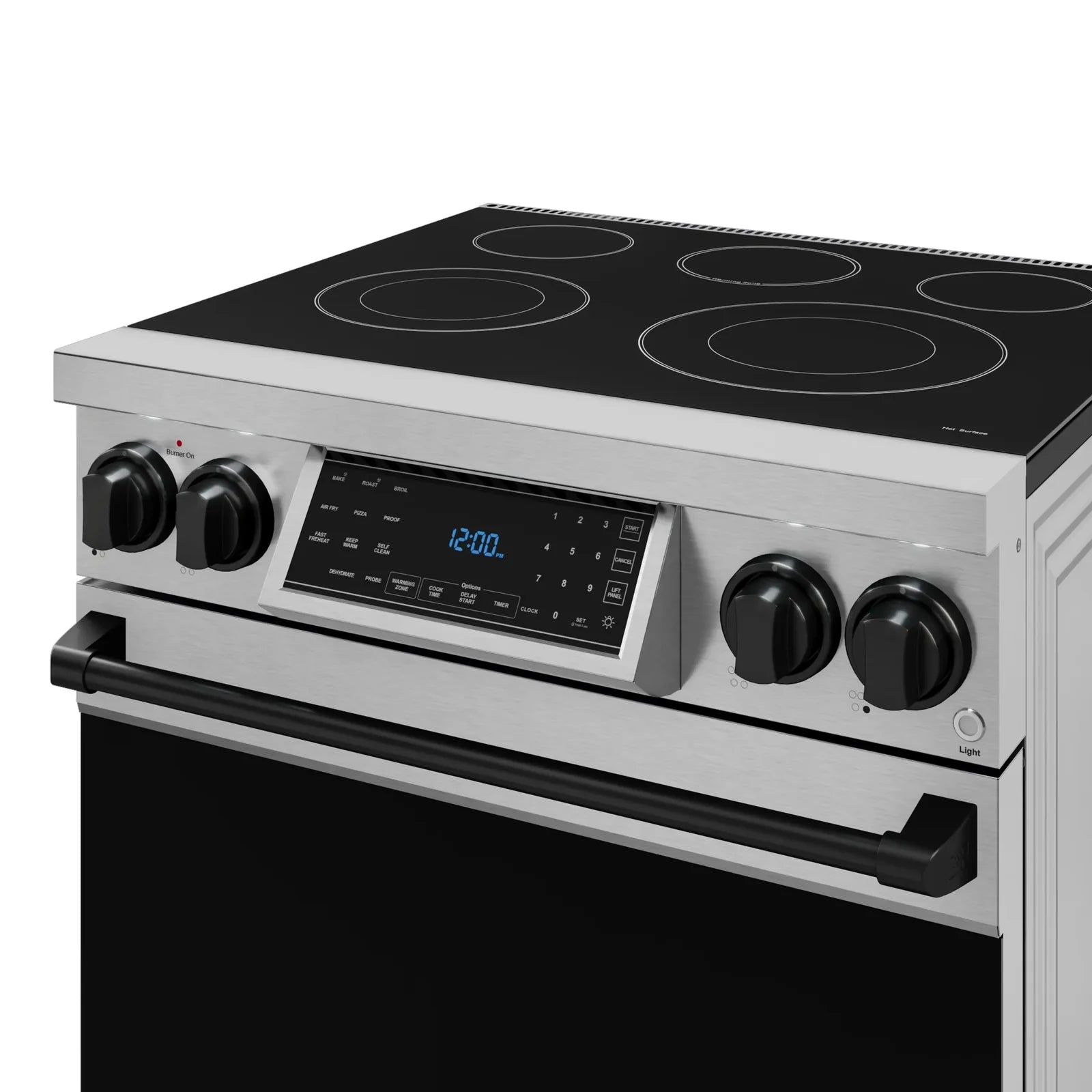 Thor Kitchen Gordon Ramsay Series 30-Inch Professional Electric Range with Tilt Panel Touch Control in Stainless Steel with Black Trim RSE30-BLK
