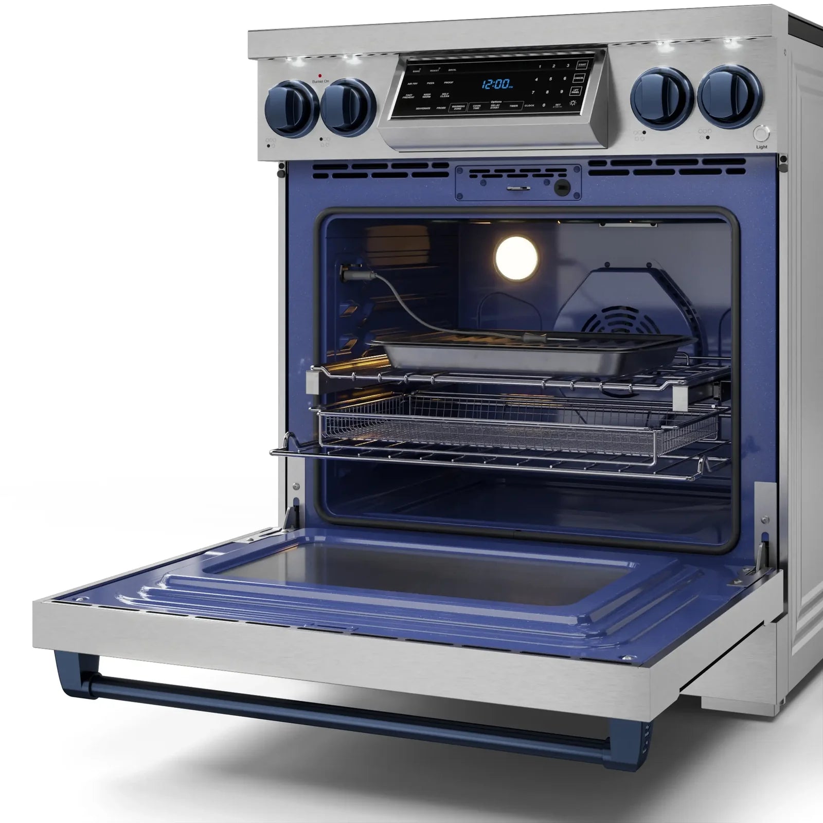 Thor Kitchen Gordon Ramsay Series 30-Inch Professional Electric Range with Tilt Panel Touch Control in Stainless Steel with Navy Blue Trim RSE30-BLU