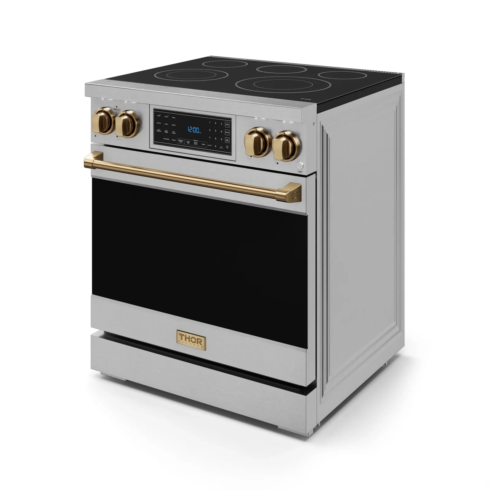 Thor Kitchen Gordon Ramsay Series 30-Inch Professional Electric Range with Tilt Panel Touch Control in Stainless Steel with Bronze Trim RSE30-BRZ