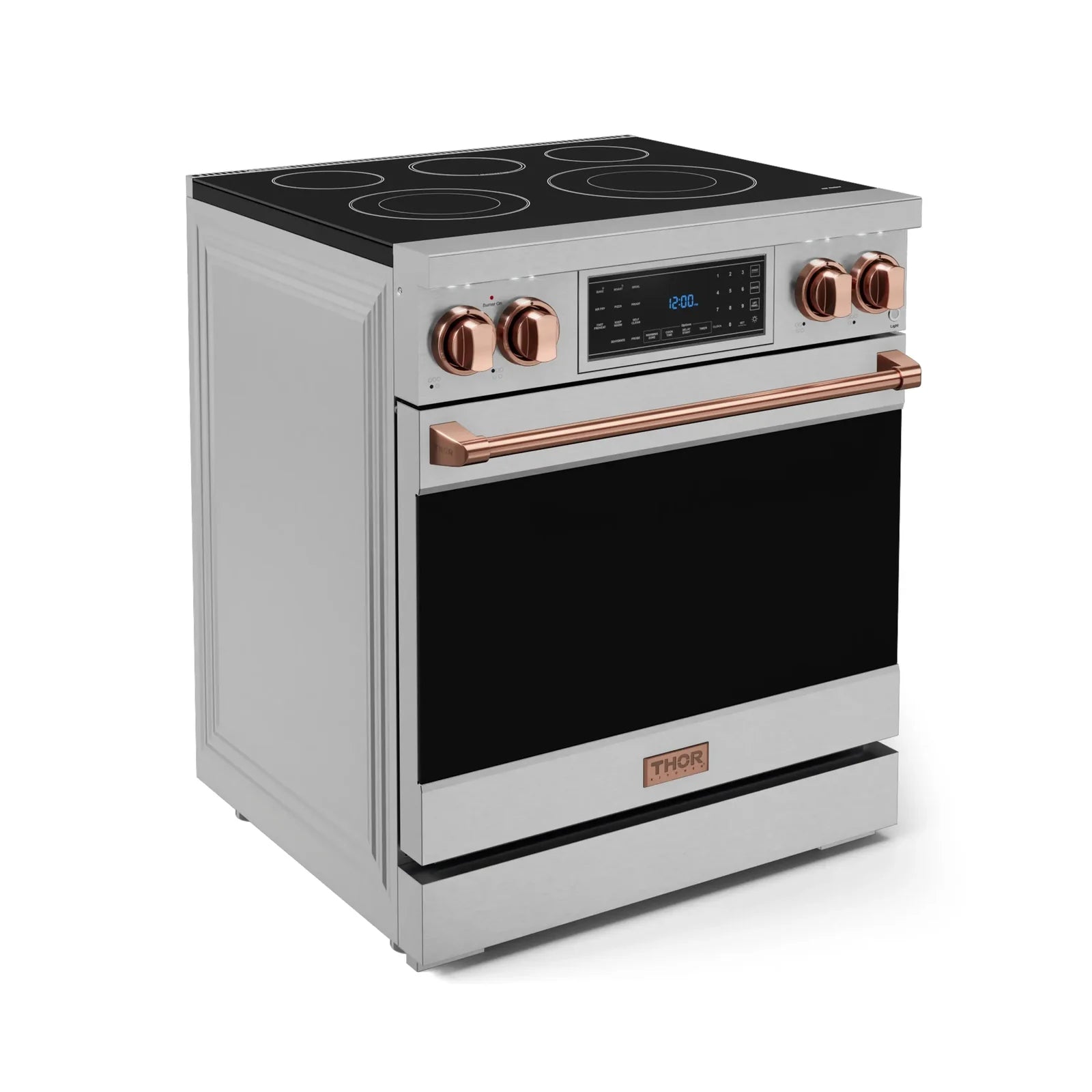 Thor Kitchen Gordon Ramsay Series 30-Inch Professional Electric Range with Tilt Panel Touch Control in Stainless Steel with Rose Gold Trim RSE30-RSG