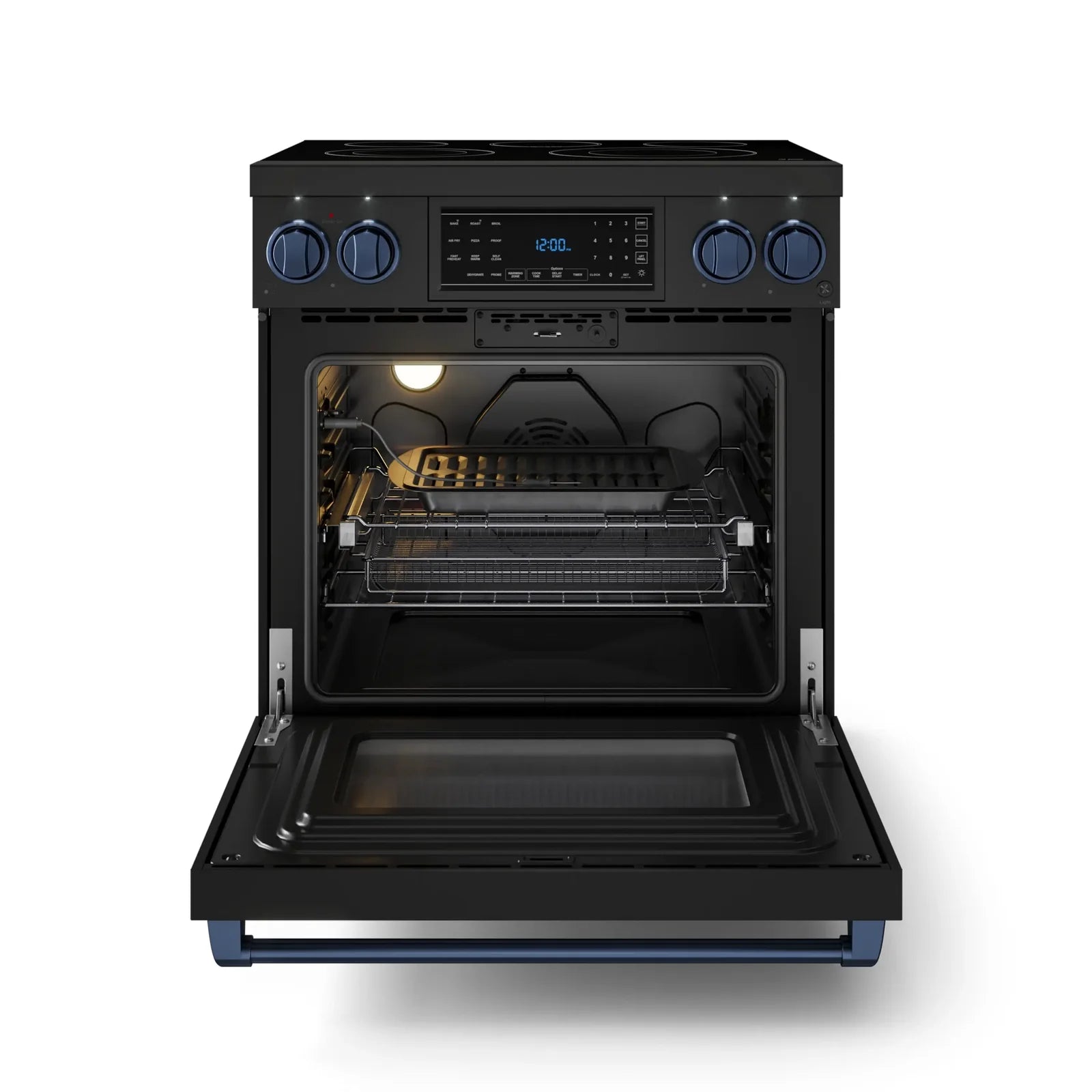 Thor Kitchen Gordon Ramsay Series 30-Inch Professional Electric Range with Tilt Panel Touch Control in Black with Navy Blue Trim RSE30B-BLU
