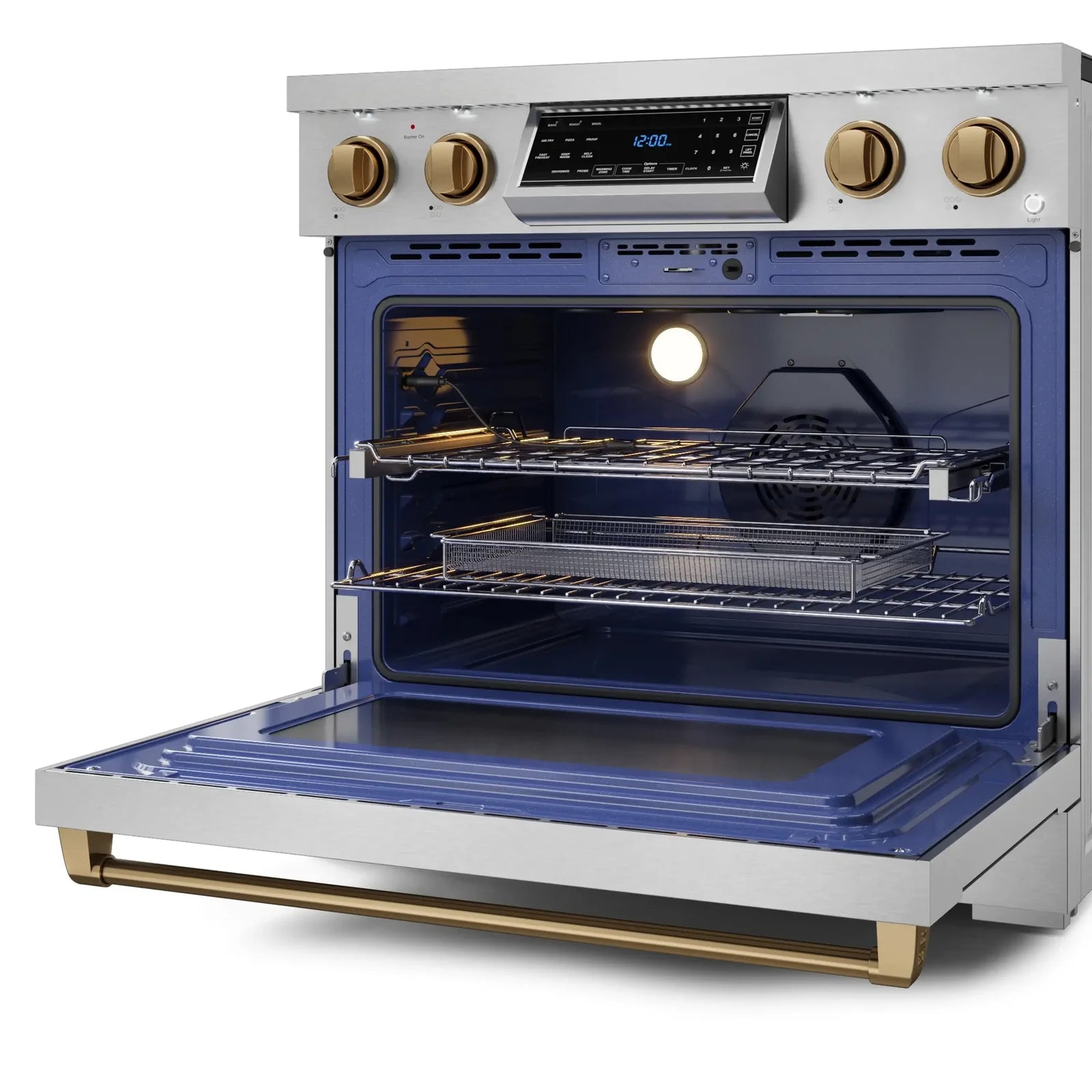 Thor Kitchen Gordon Ramsay Series 36-Inch Professional Electric Range with Tilt Panel Touch Control in Stainless Steel with Bronze Trim RSE36-BRZ