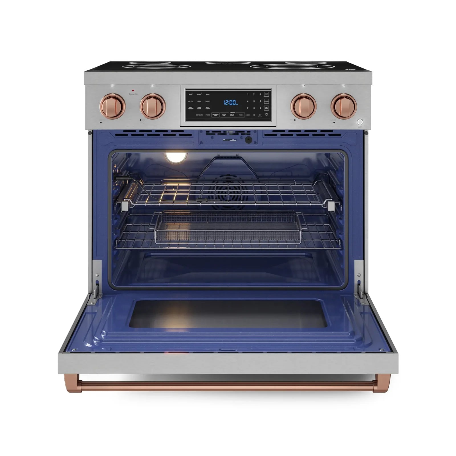Thor Kitchen Gordon Ramsay Series 36-Inch Professional Electric Range with Tilt Panel Touch Control in Stainless Steel with Rose Gold Trim RSE36-RSG