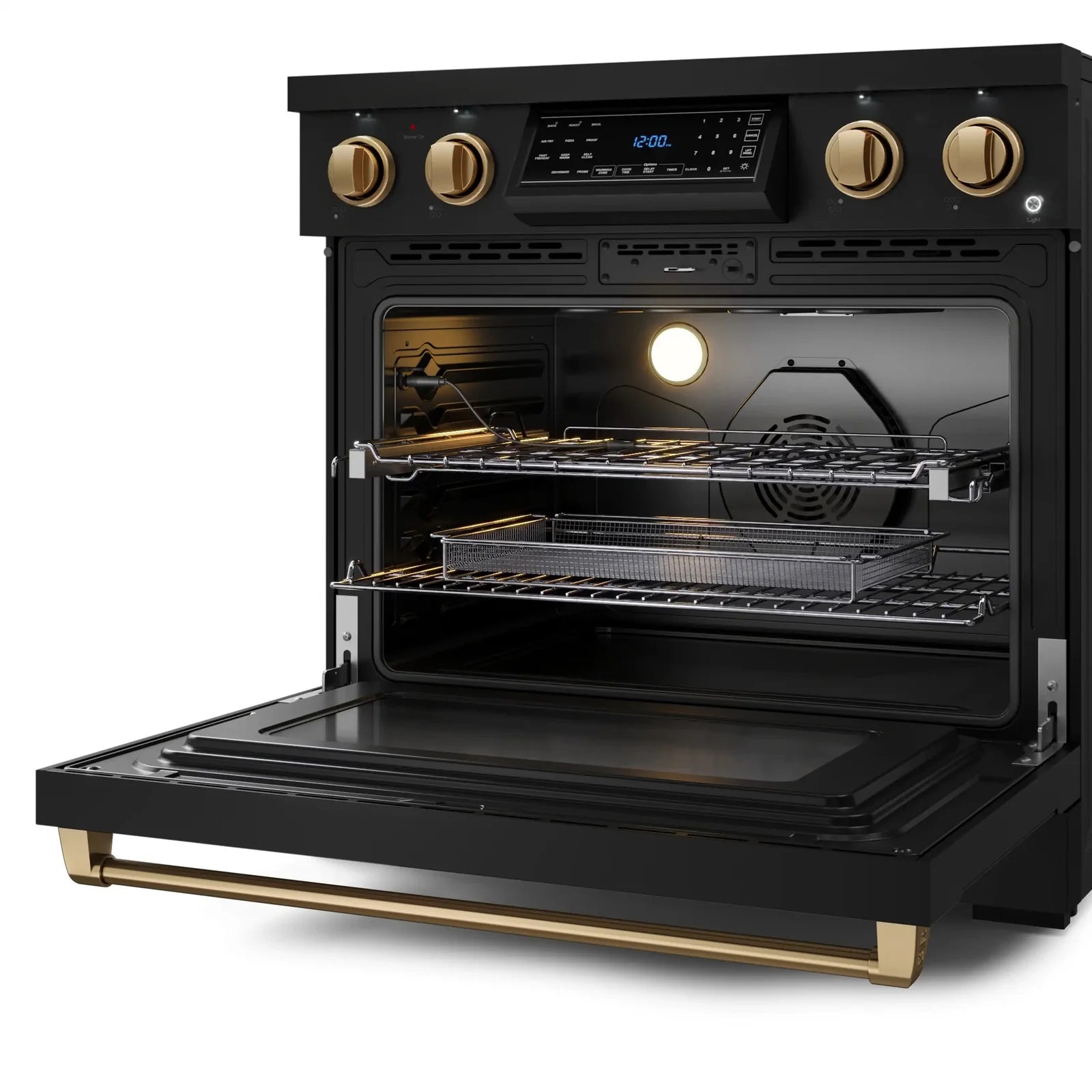 Thor Kitchen Gordon Ramsay Series 36-Inch Professional Electric Range with Tilt Panel Touch Control in Black with Bronze Trim RSE36B-BRZ