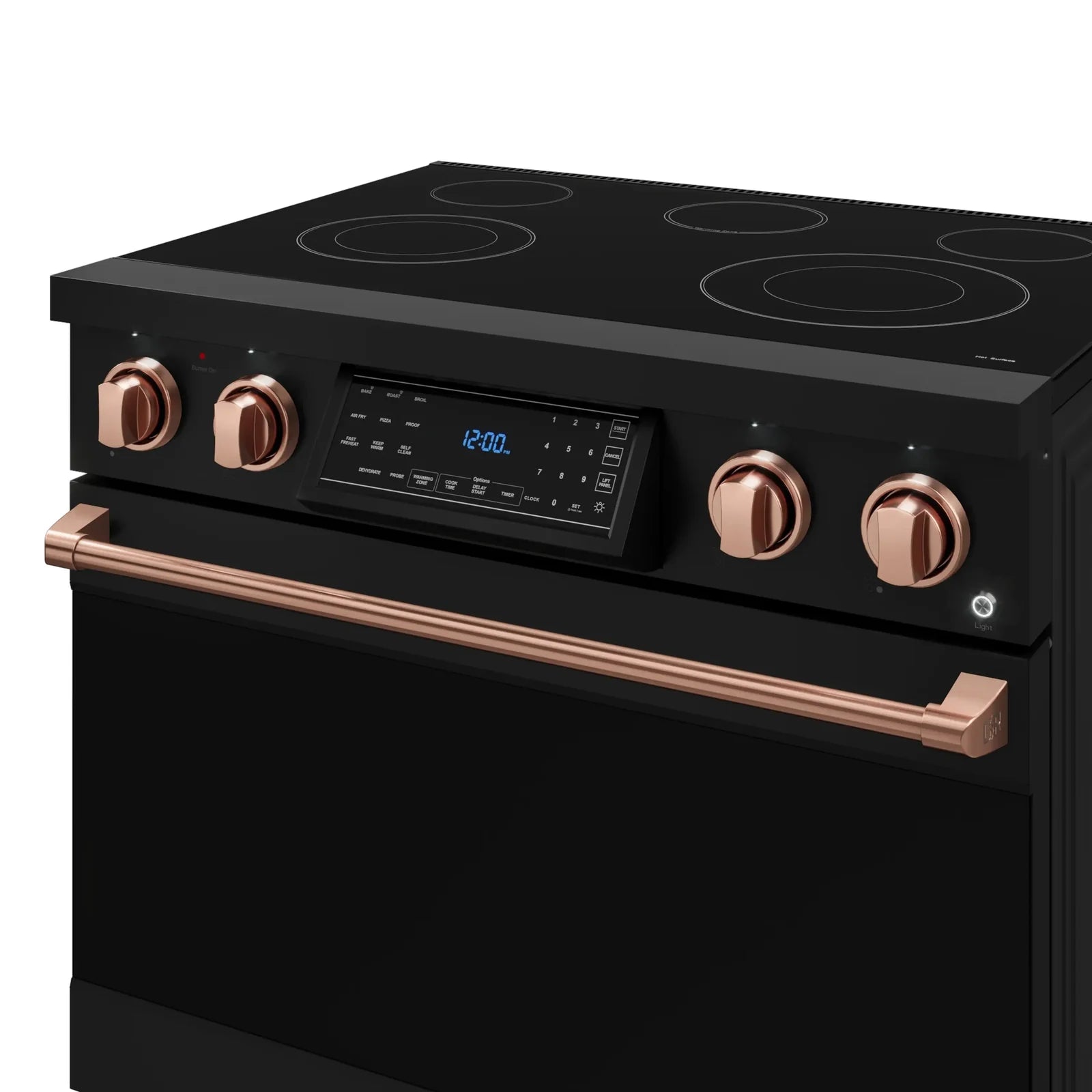 Thor Kitchen Gordon Ramsay Series 36-Inch Professional Electric Range with Tilt Panel Touch Control in Black with Rose Gold Trim RSE36B-RSG